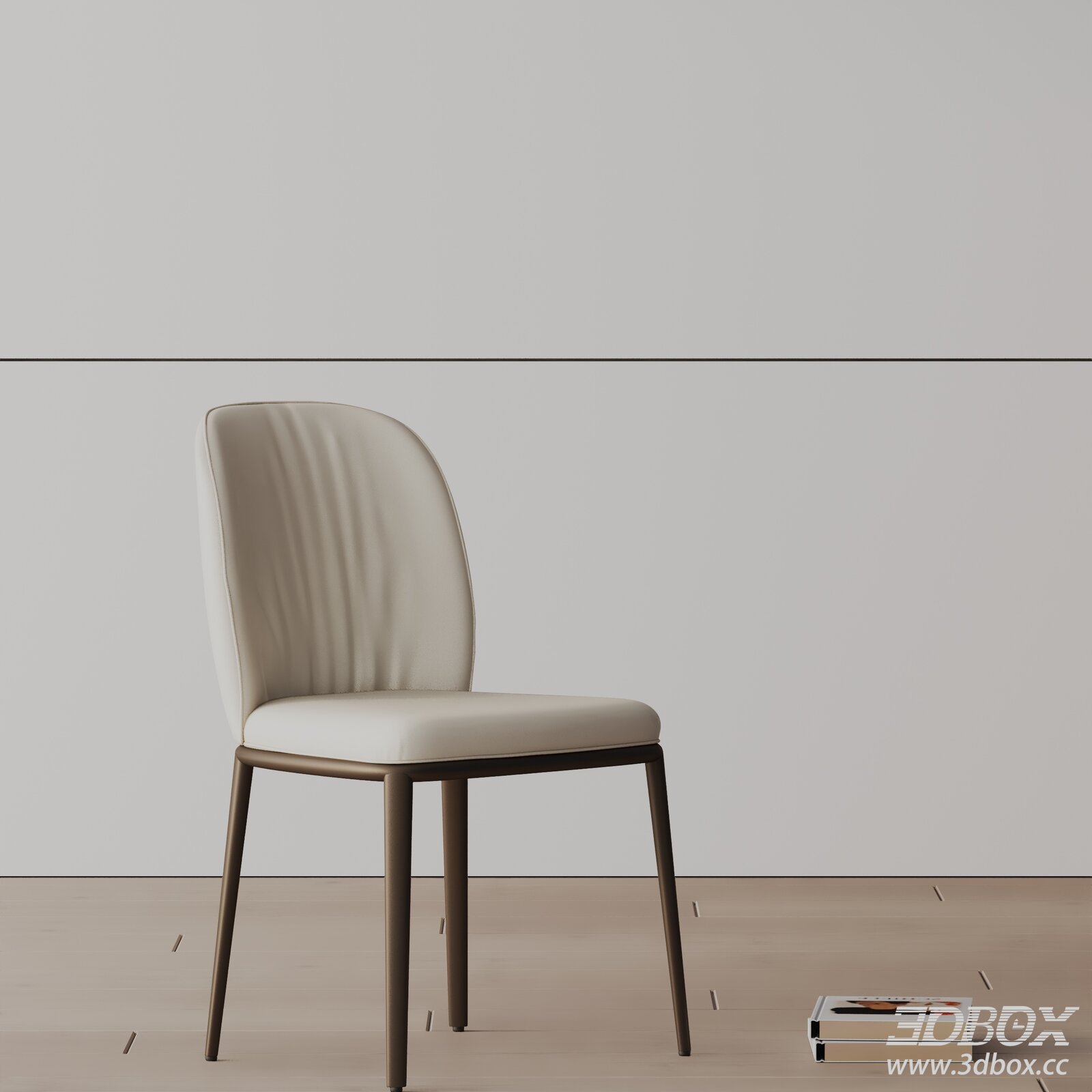 Modern Light Luxury Upholstered Dining Chair 3D model - thumbnail 1
