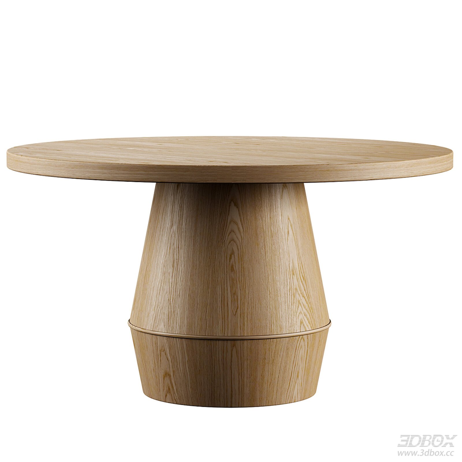 Nordic Minimalist Round Wooden Dining Table 3D model - thumbnail 1