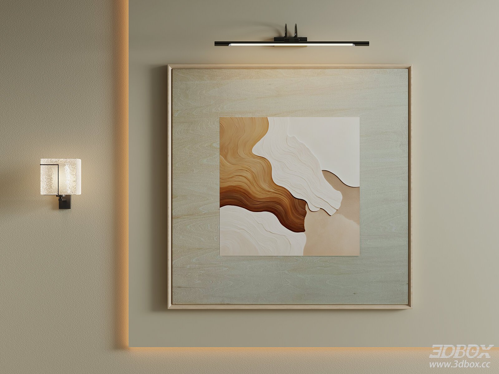 Wabi Sabi Abstract Wooden Wall Art Frame Set 3D model - thumbnail 1