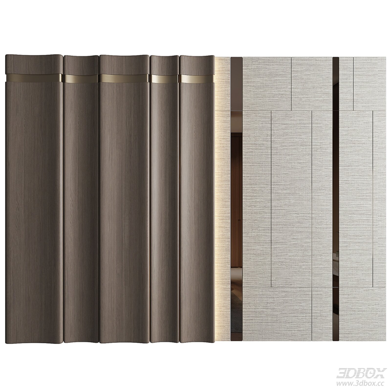 Modern Luxury Wall Panel Set with Hidden Lighting 3D model - front view