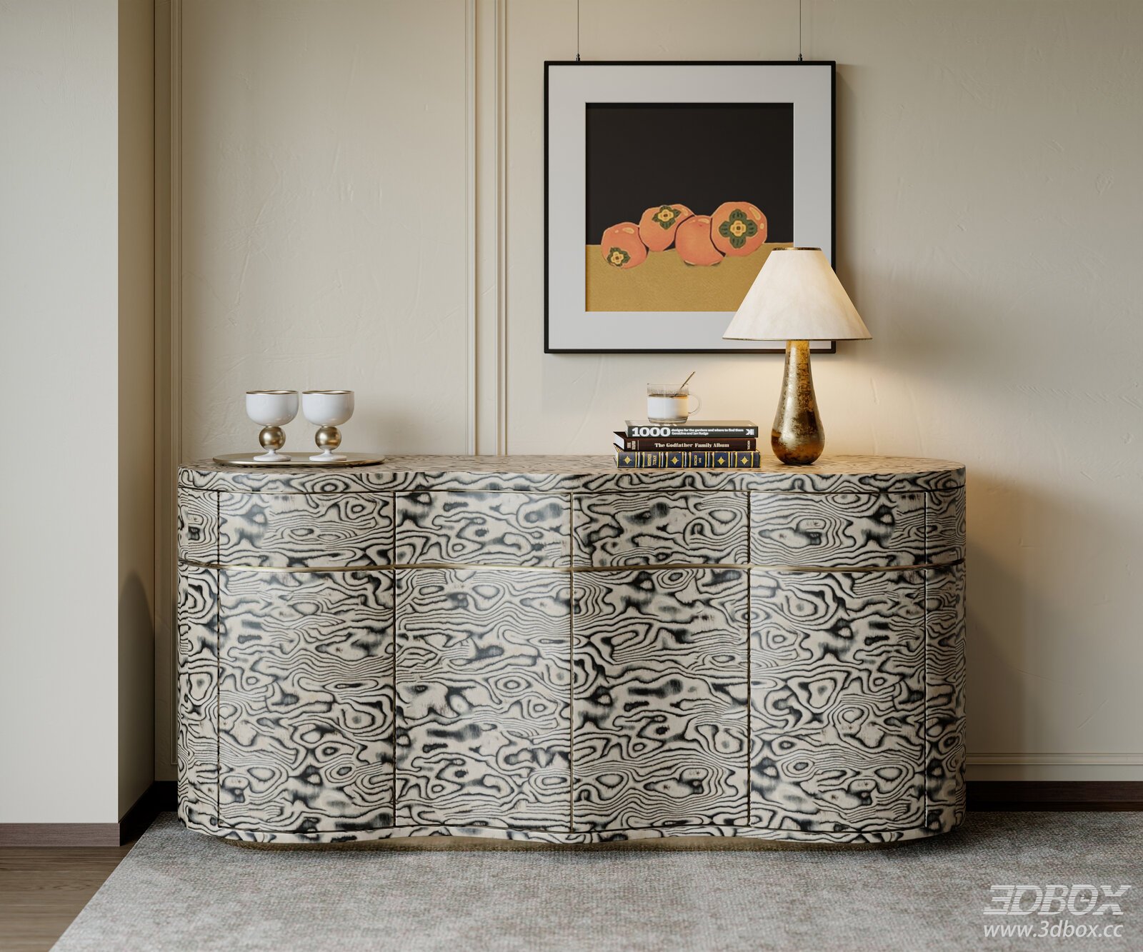 Luxury Modern Hallway Sideboard Console Cabinet 3D model - front view