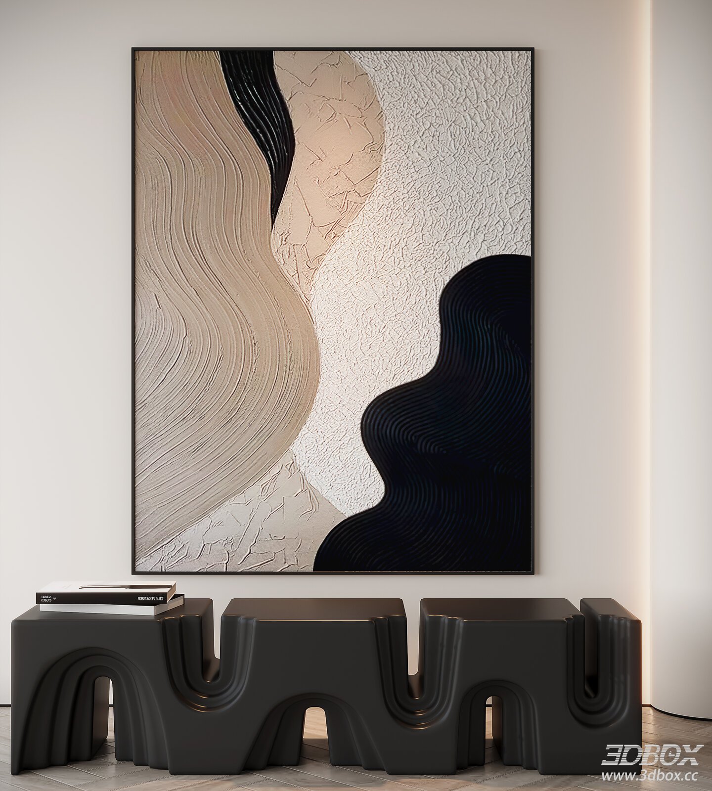 Modern Abstract Textured Decorative Wall Painting Frame 3D model - front view