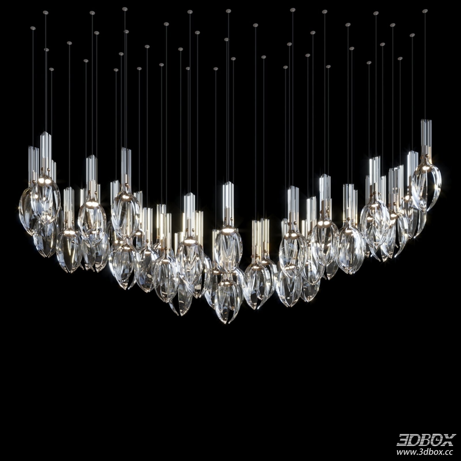 Modern Crystal Pendant Ceiling Chandelier 3D model - front view