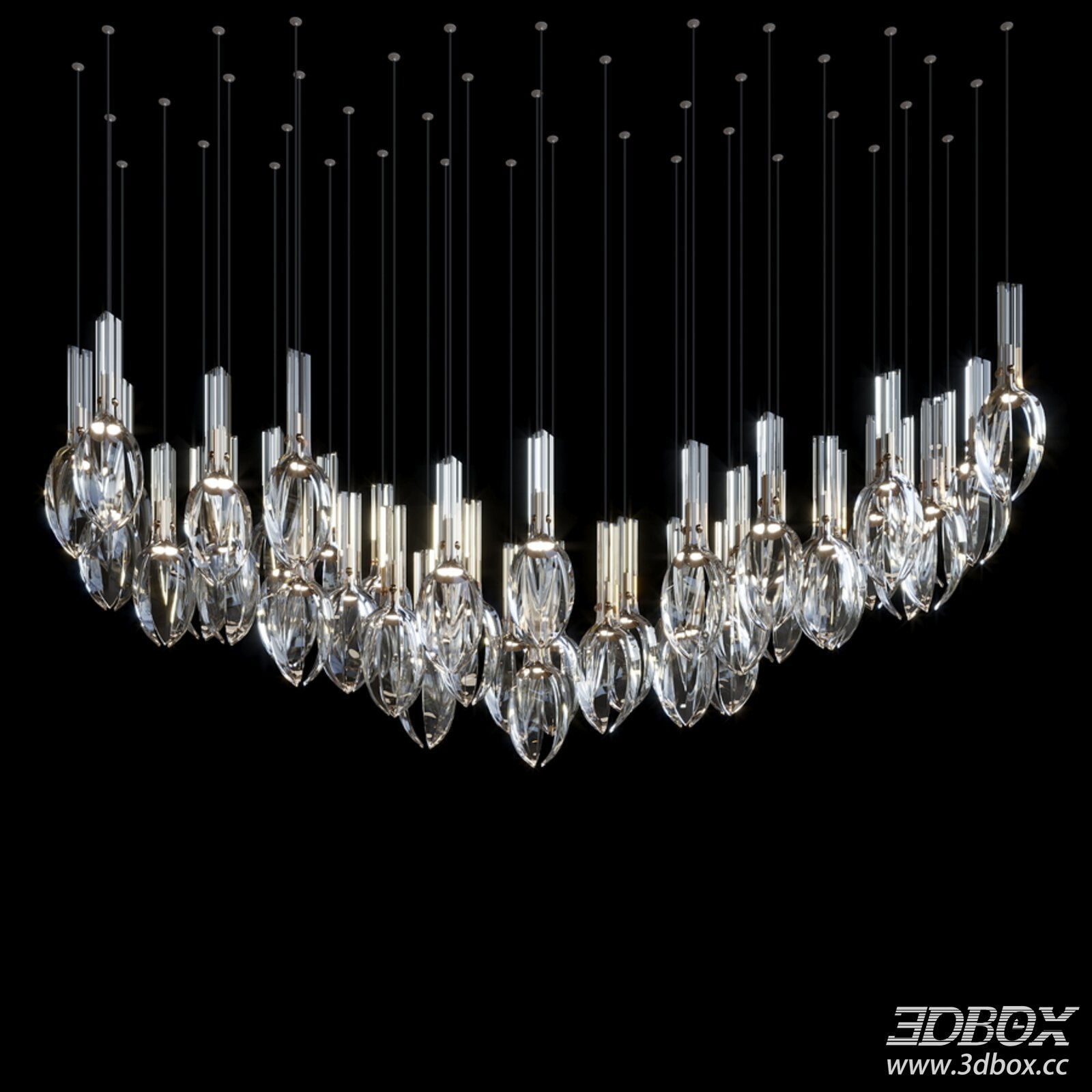 Modern Crystal Pendant Ceiling Chandelier 3D model - thumbnail 1