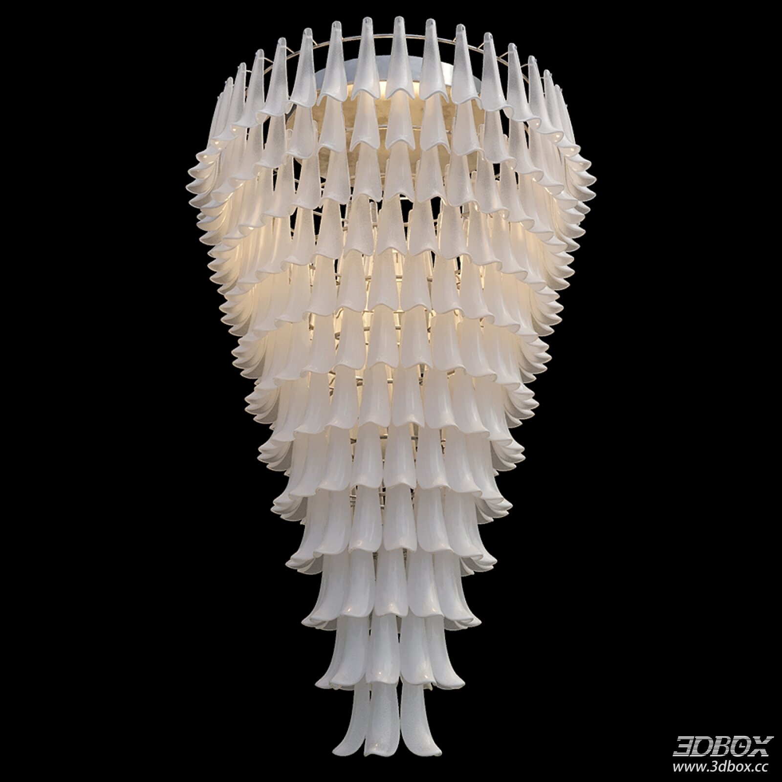 Modern Cascading Frosted Glass Ceiling Chandelier 3D model - front view