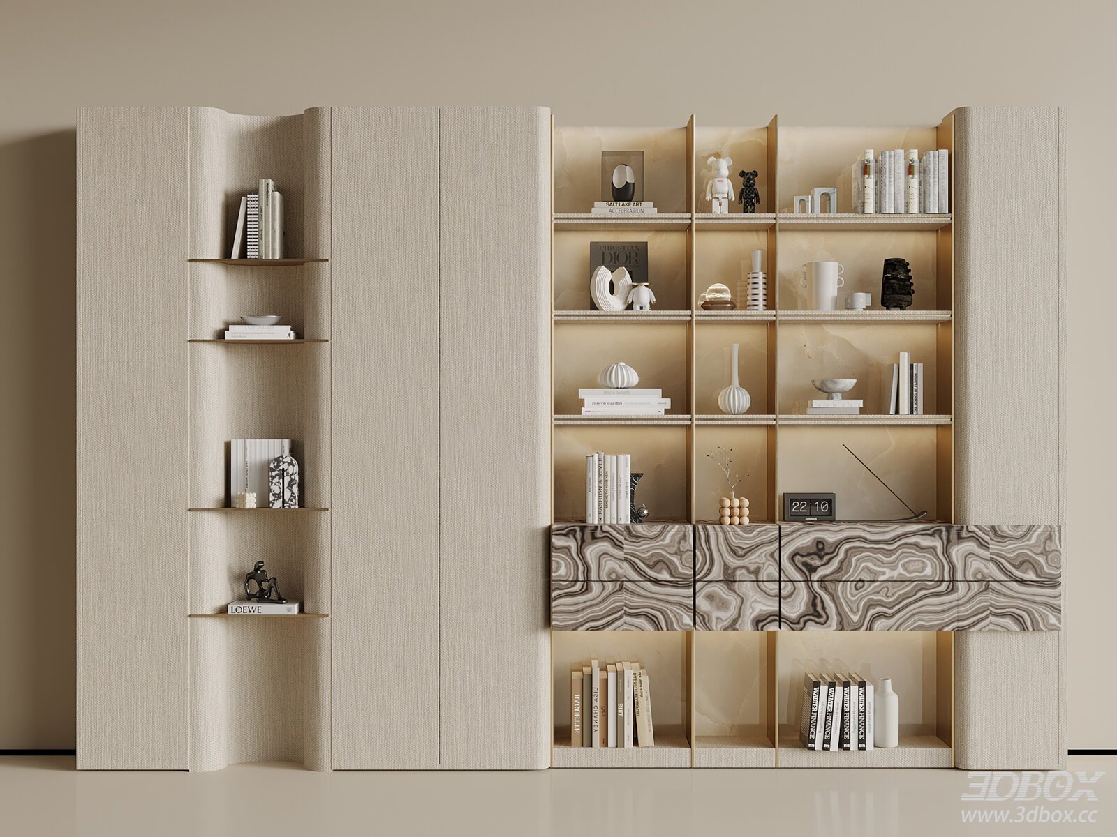 Modern Luxury Italian Style Bookcase Display Cabinet 3D model - front view