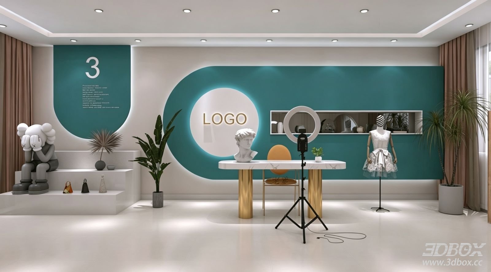 Modern Children's Clothing Store Showroom Interior 3D model - front view
