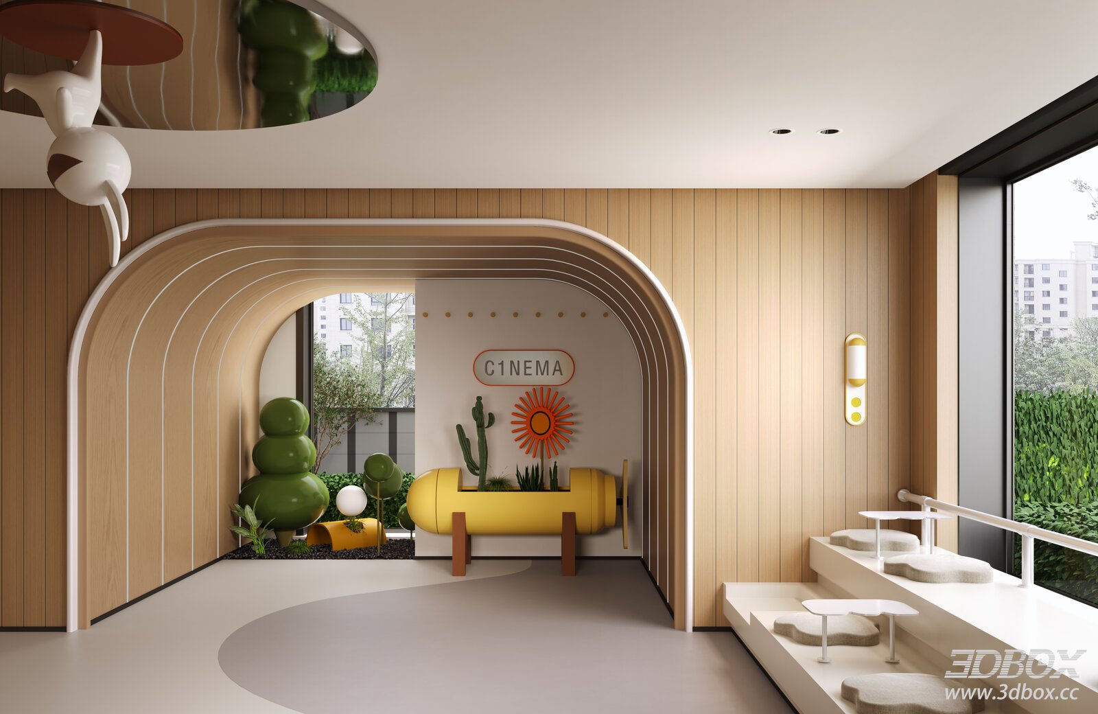 Modern Children Entertainment Play Area Interior Scene 3D model - front view
