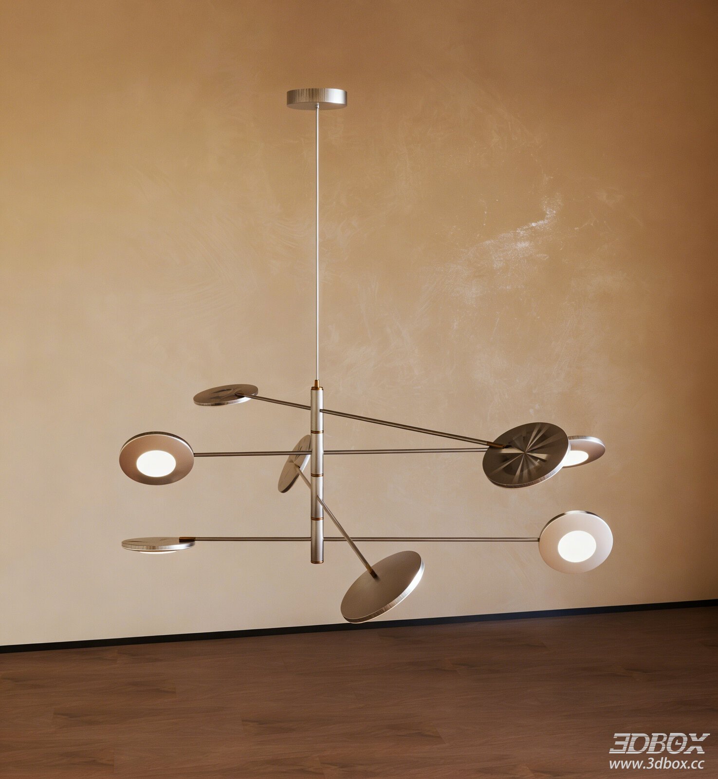 Modern Minimalist Artistic Metal Ceiling Chandelier 3D model - front view