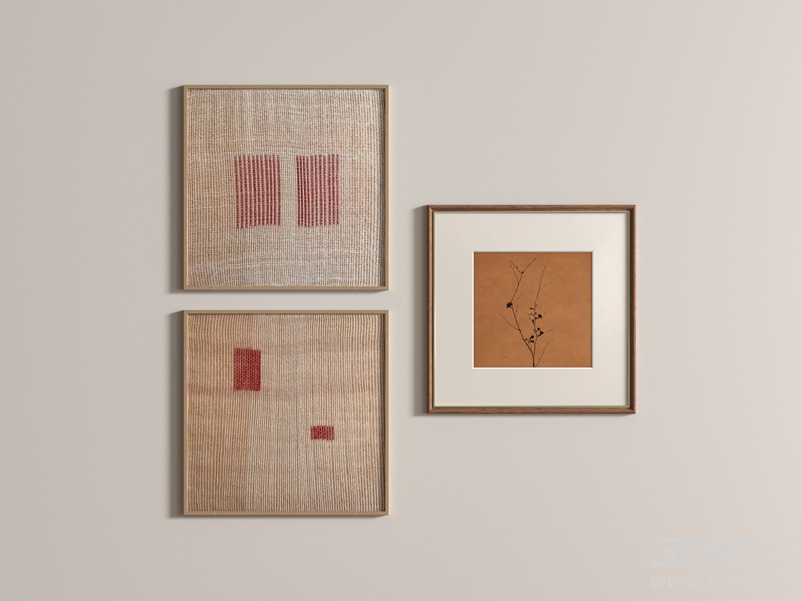 Wabi Sabi Style Framed Wall Art Set 3D model - thumbnail 1