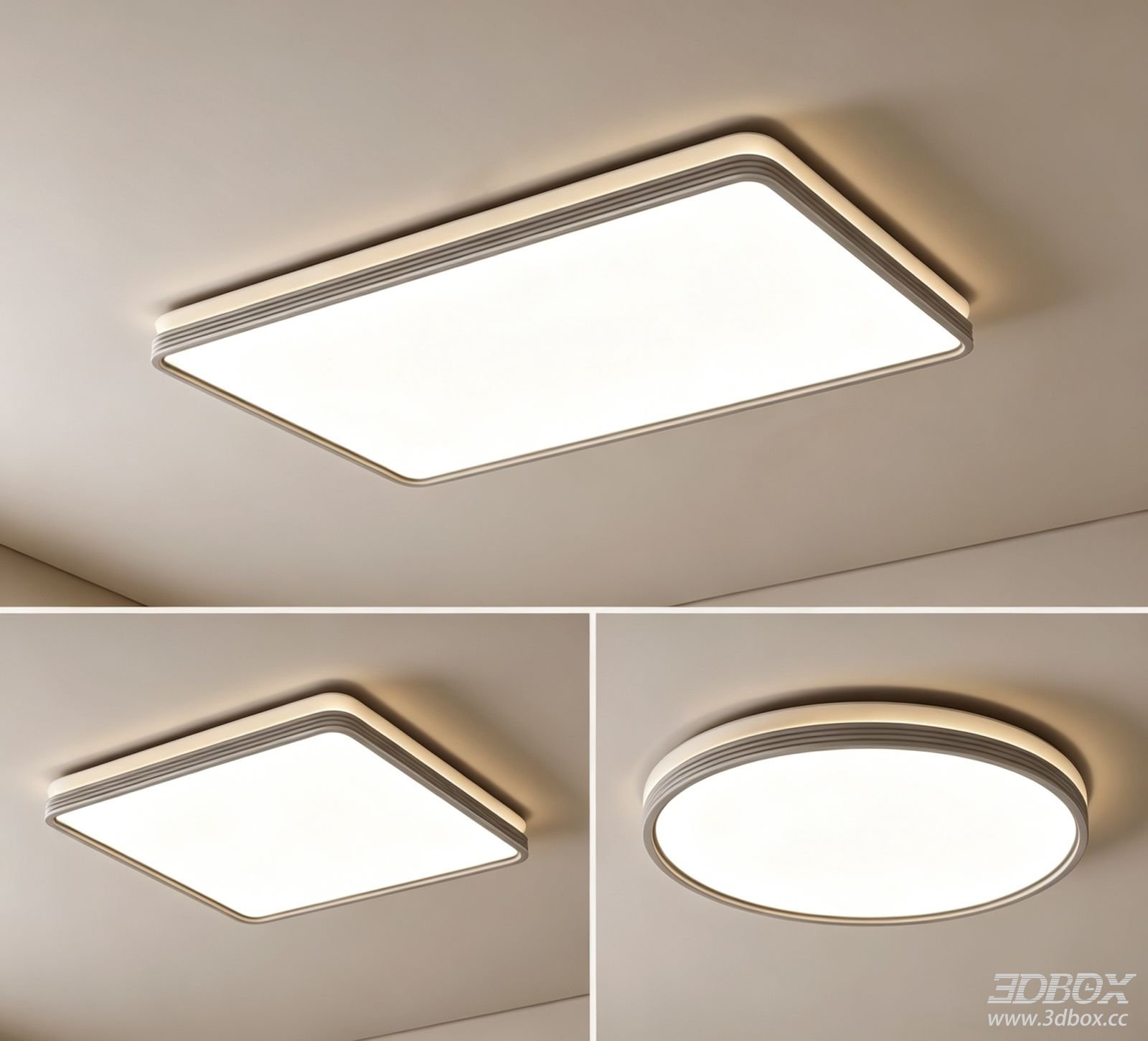 Modern Minimalist LED Ceiling Lamp Set 3D model - front view