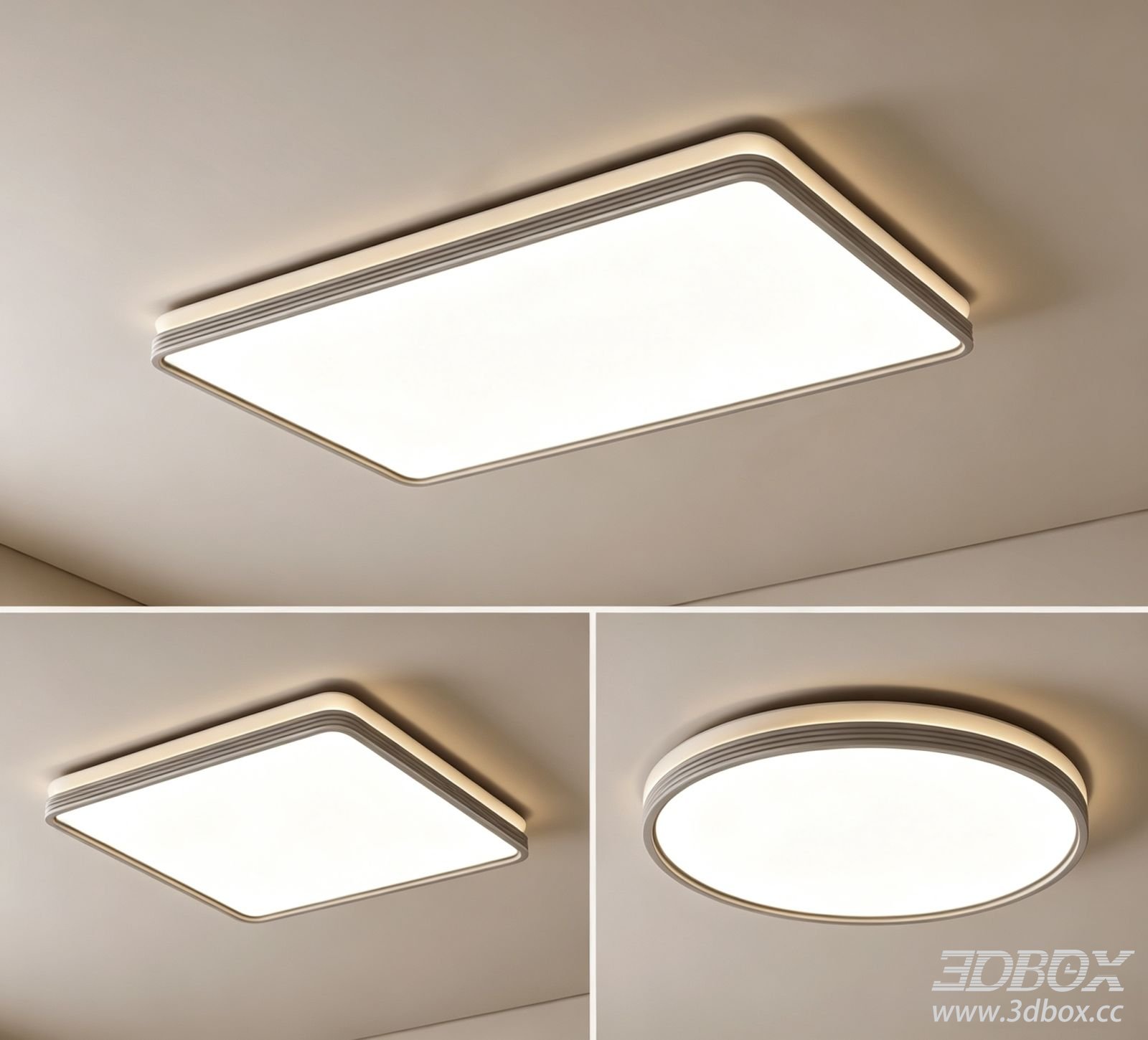 Modern Minimalist LED Ceiling Lamp Set 3D model - thumbnail 1