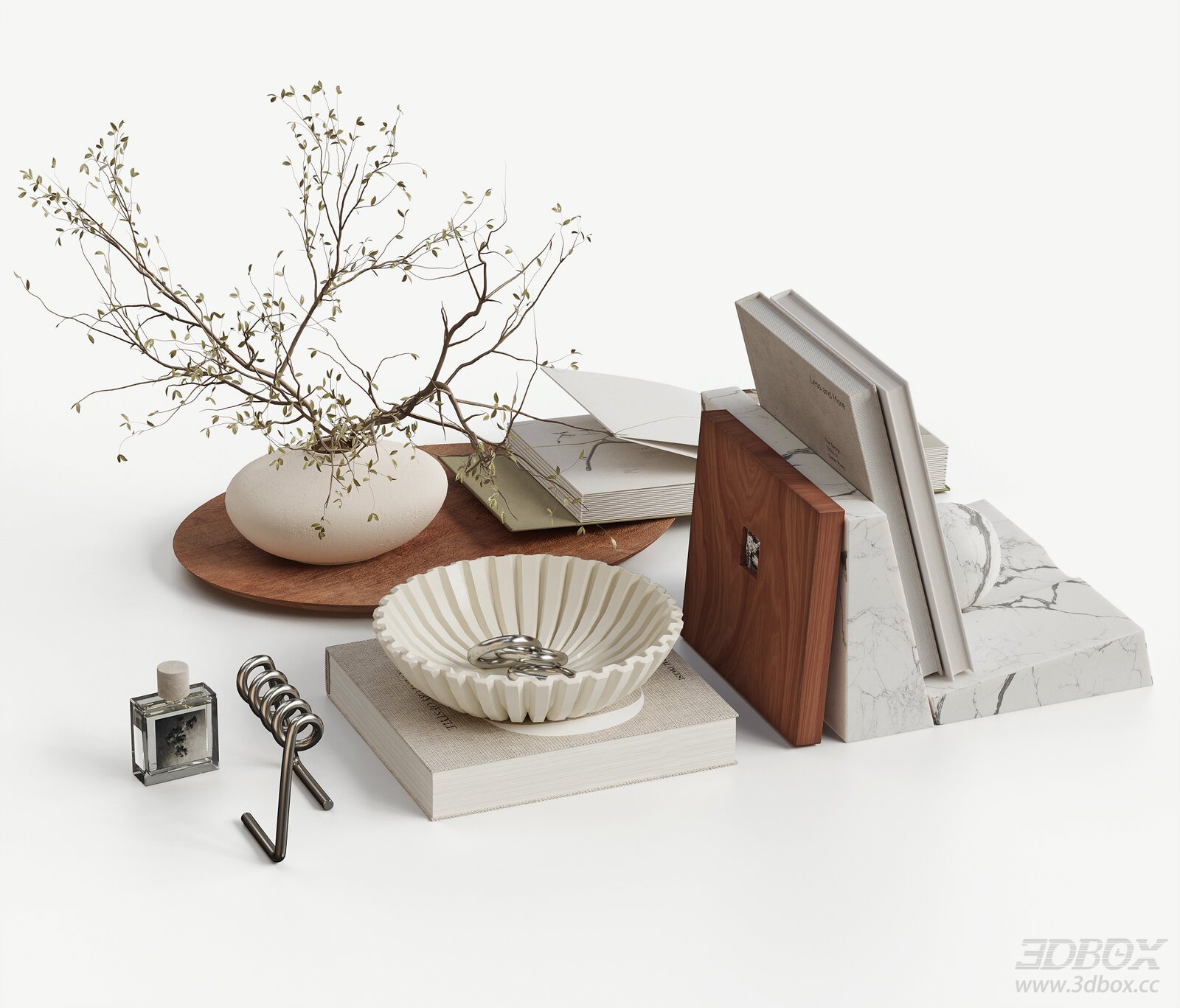 Wabi Sabi Mid Century Decorative Ornament Set 3D model - front view