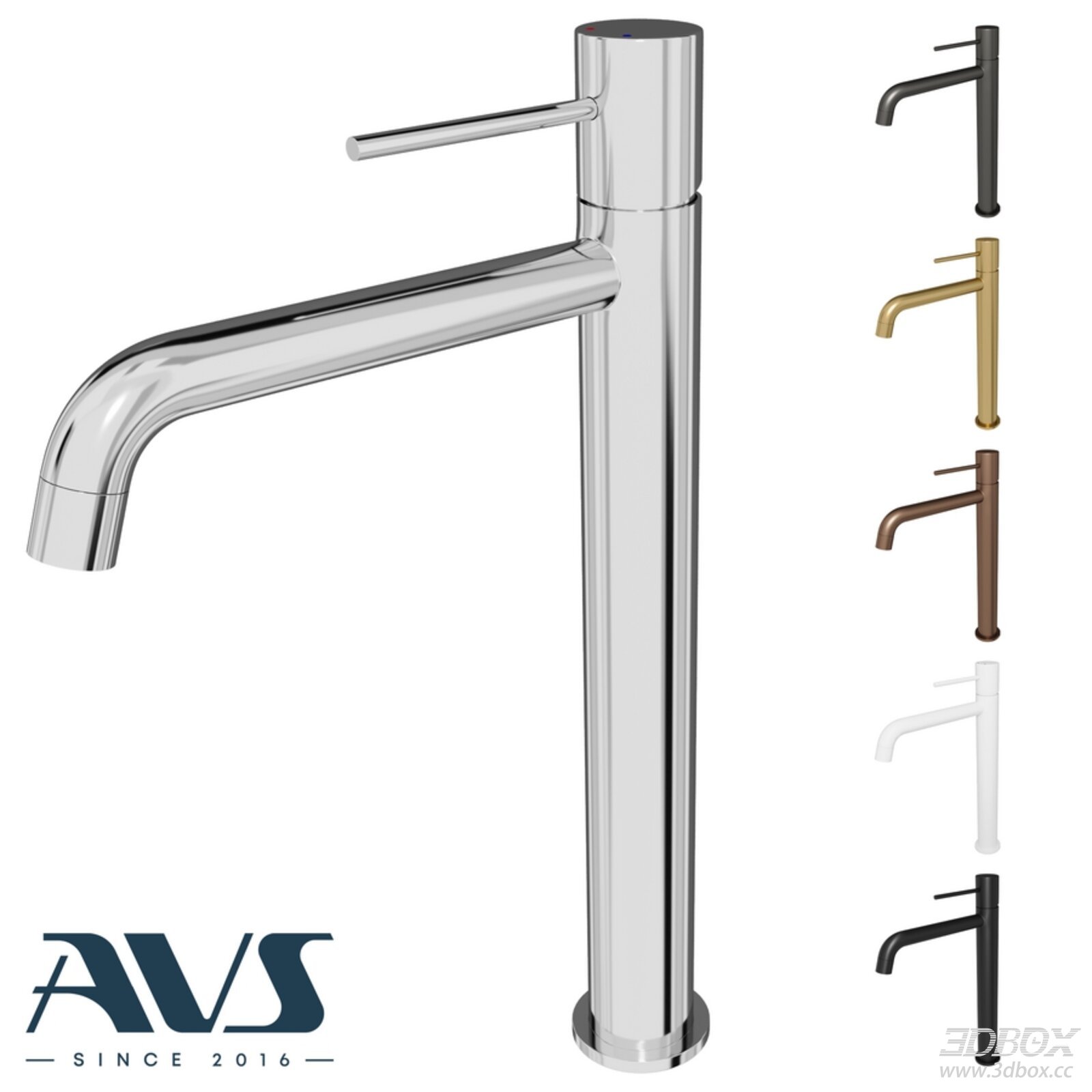 OM AVS Slim High Basin Faucet Multi Finish 3D model - thumbnail 1