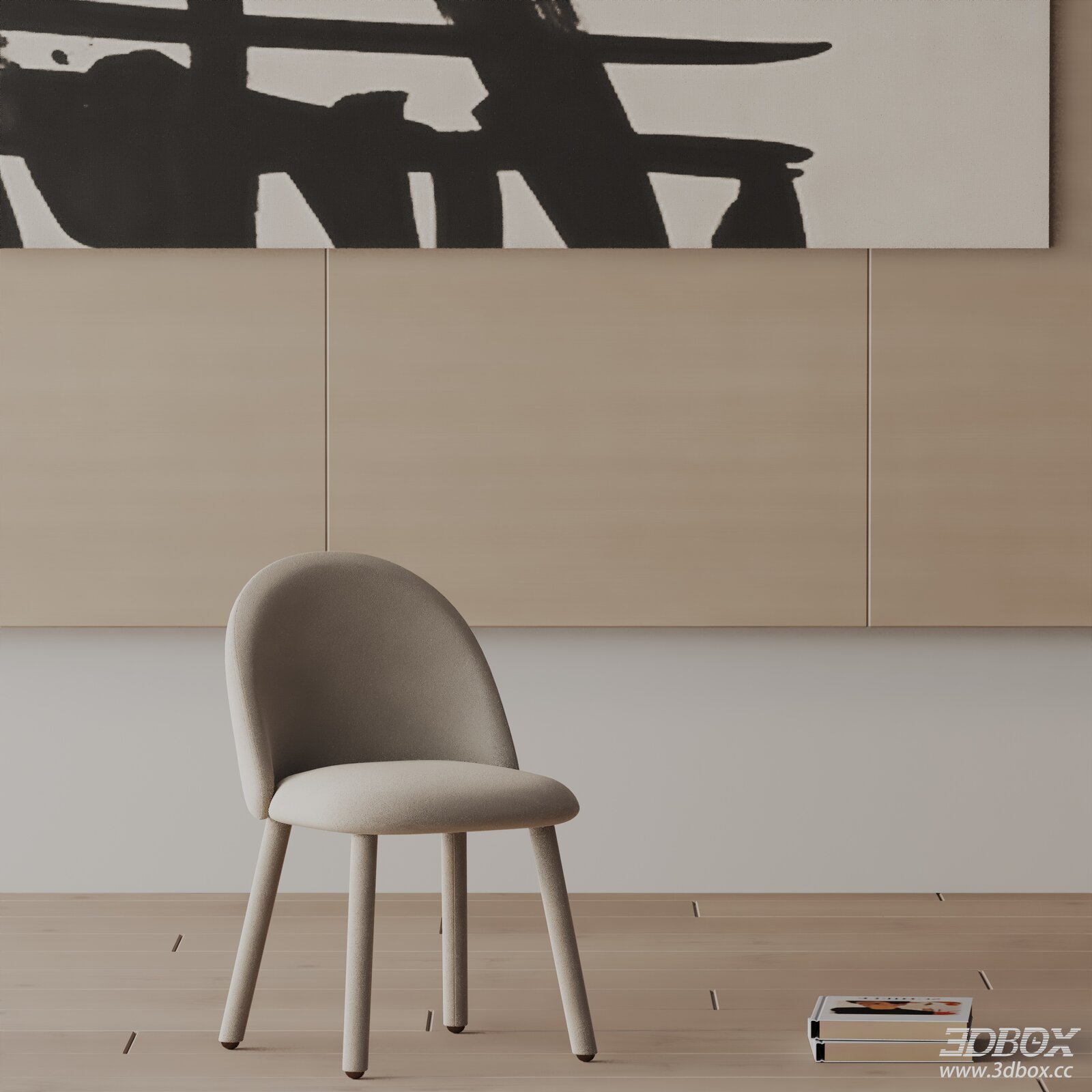 Modern Minimalist Upholstered Fabric Leisure Chair 3D model - front view