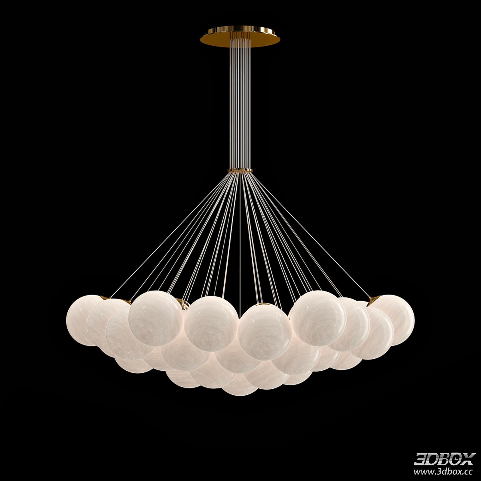 Modern Spherical Marble Glass Ceiling Chandelier 3D model - front view