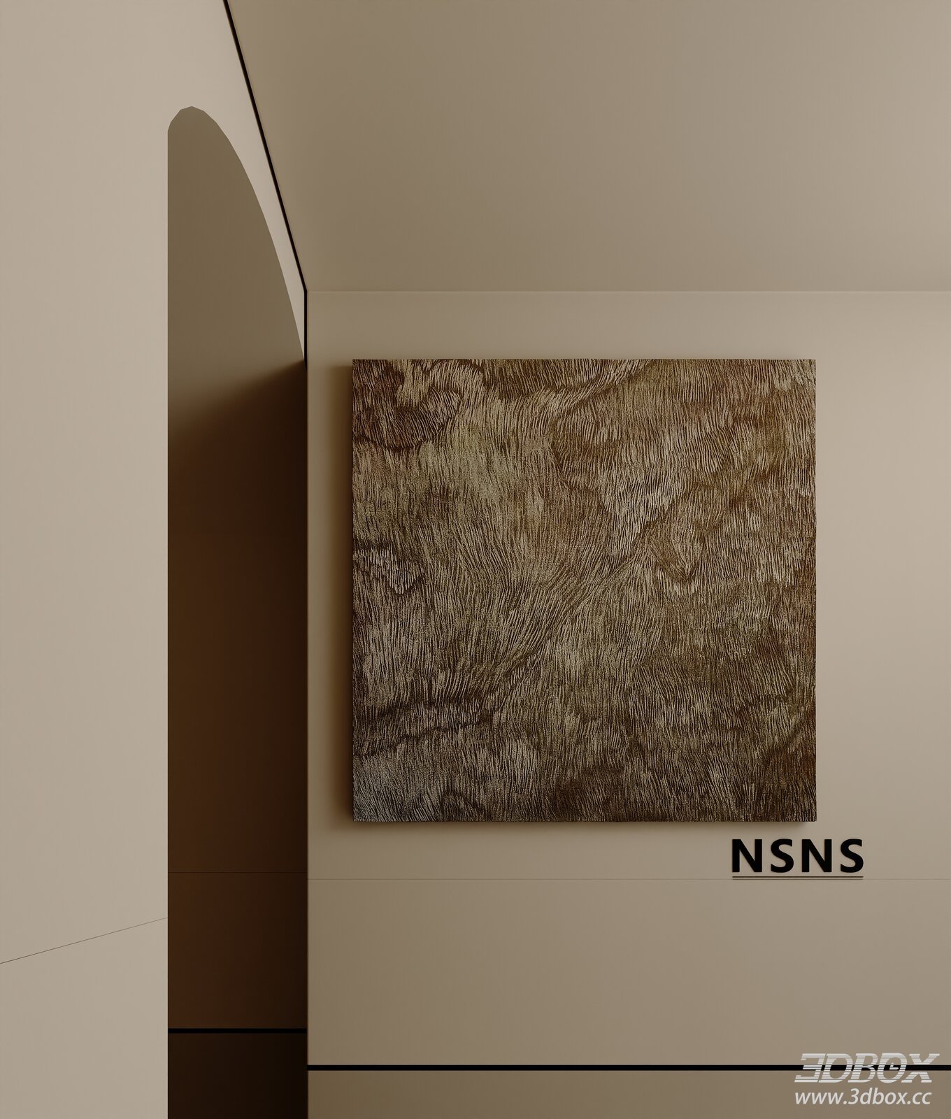 Mid Century Textured Wall Art Painting 3D model - front view