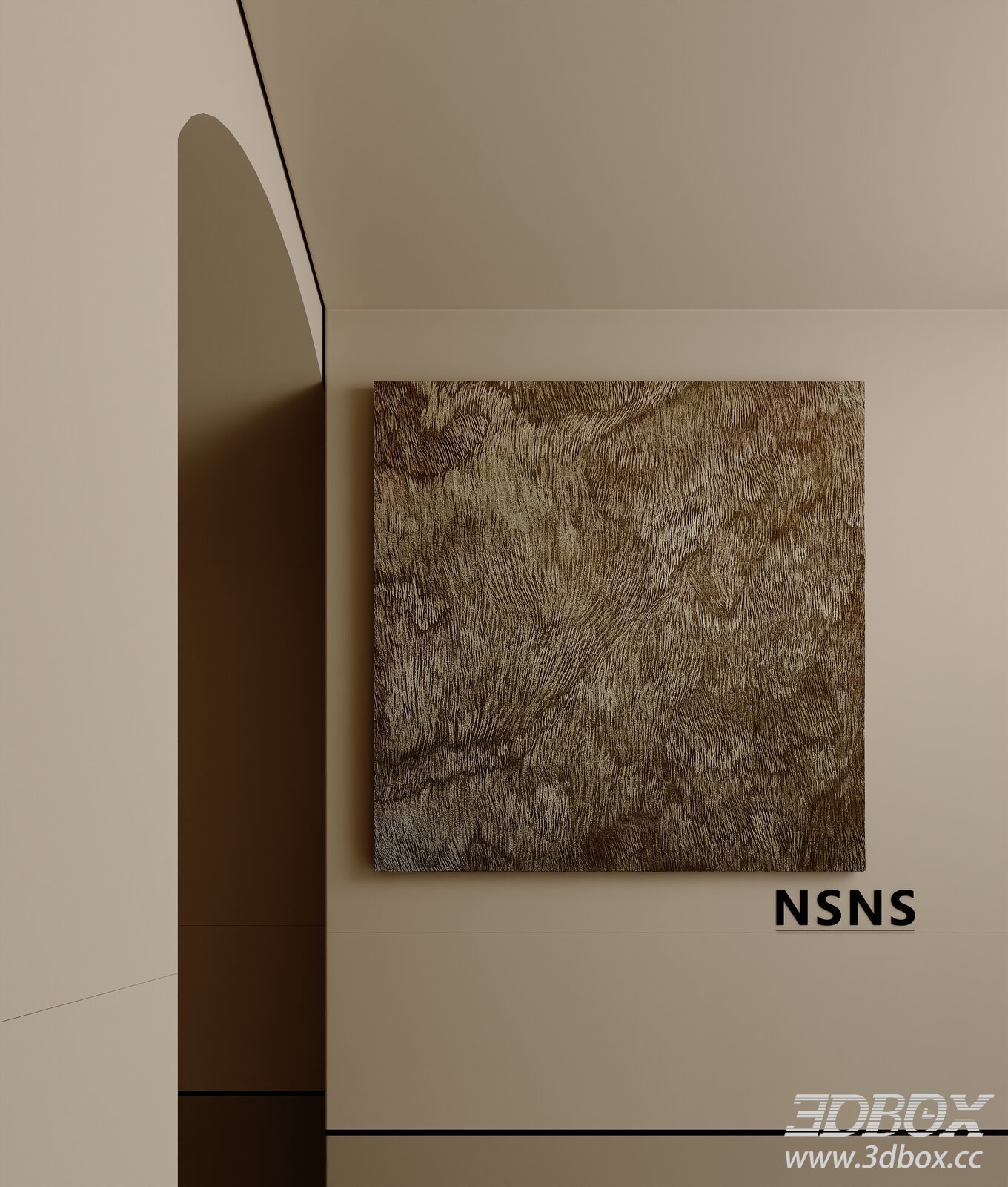 Mid Century Textured Wall Art Painting 3D model - thumbnail 1