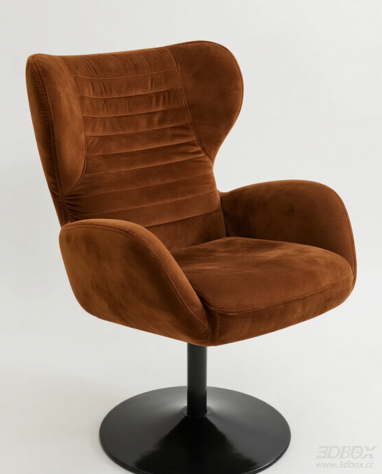 Modern Caramel Velvet Swivel Armchair 3D model - front view