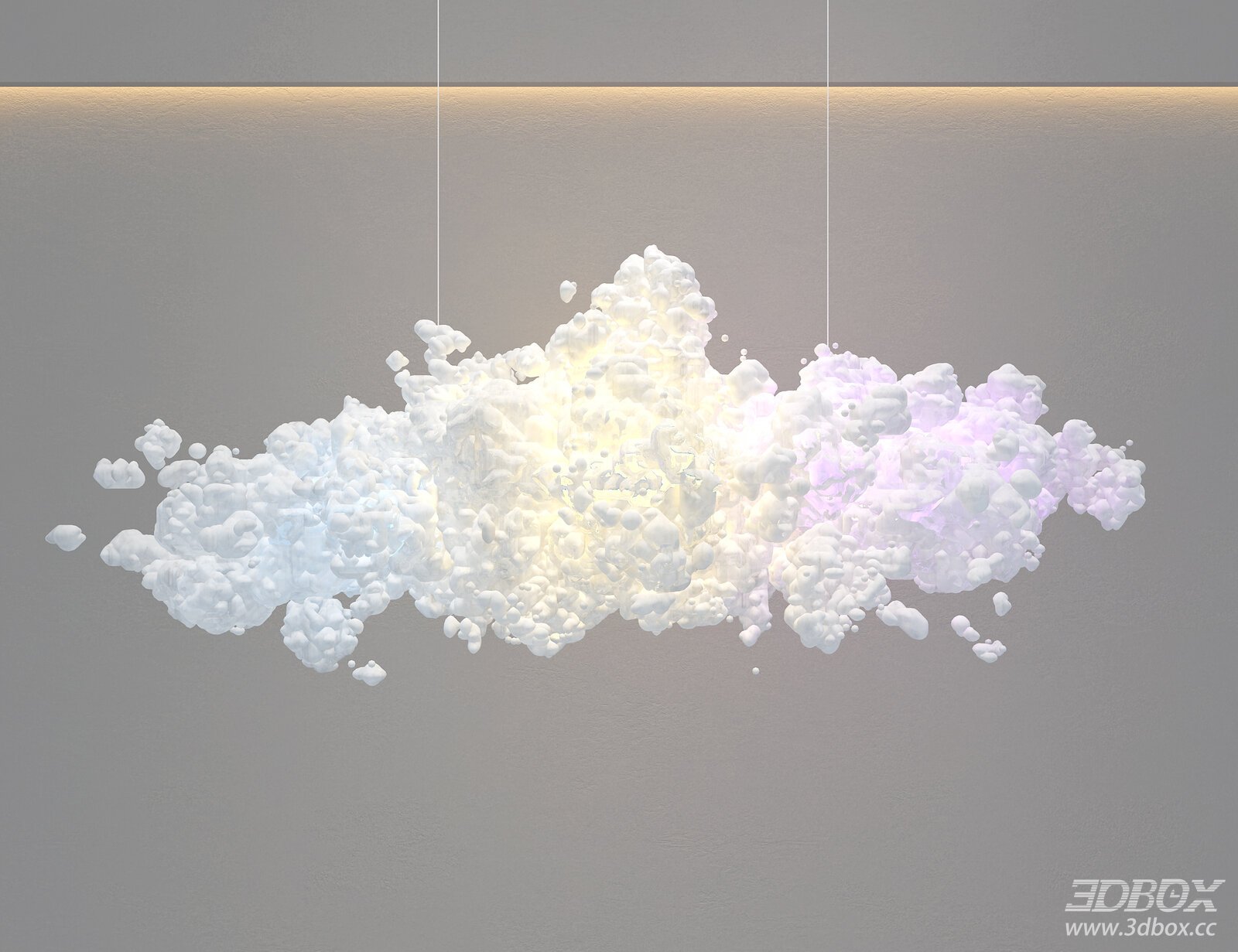 Artistic Cloud Shape Ceiling Chandelier Modern Pendant Light 3D model - front view