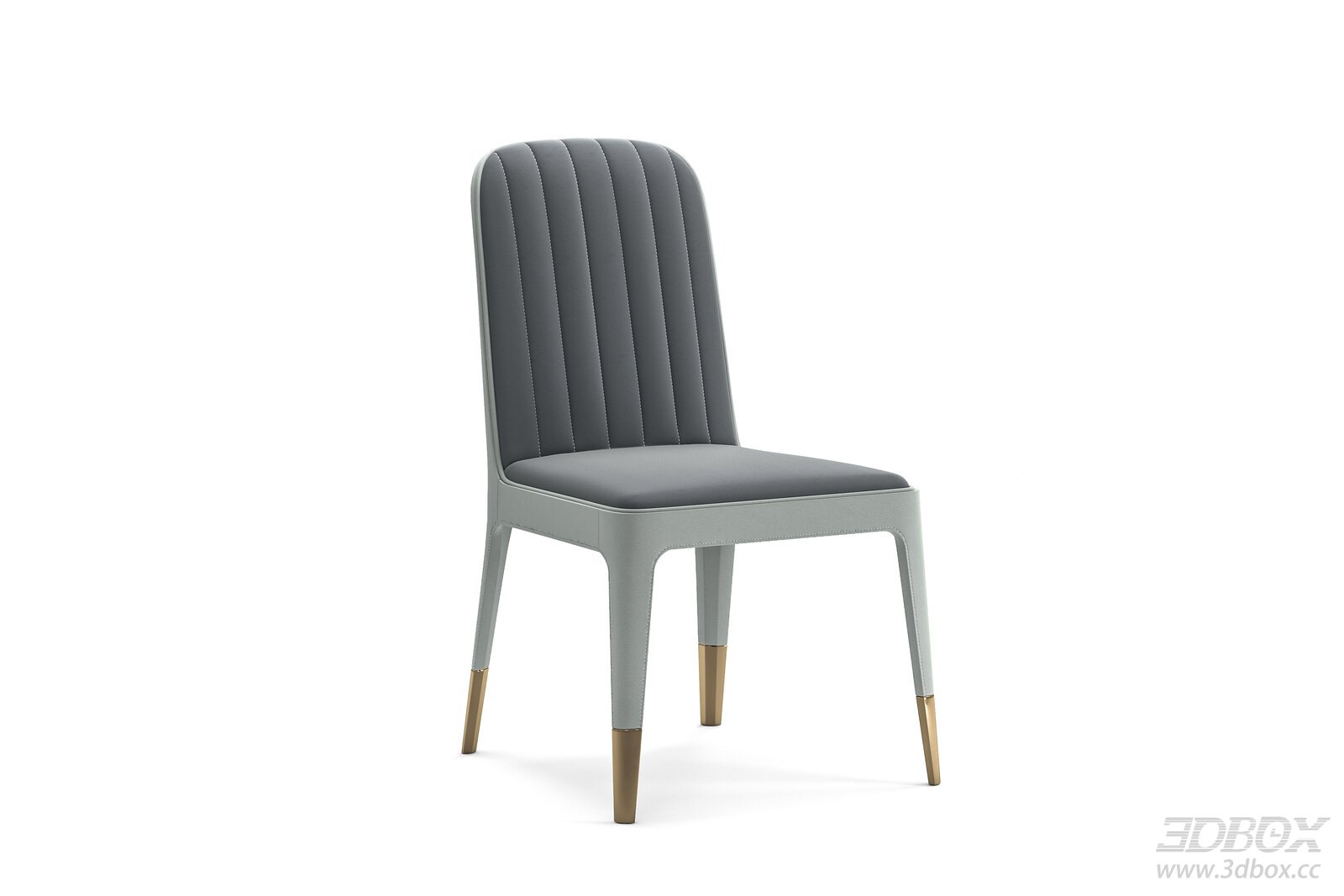Modern Luxury Upholstered Dining Chair with Gold Legs 3D model - front view