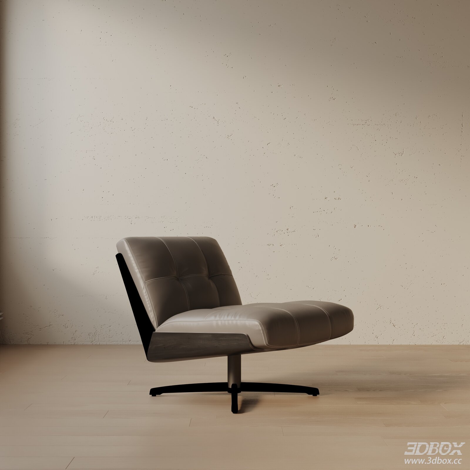 Modern Leather Swivel Lounge Armchair 3D model - front view