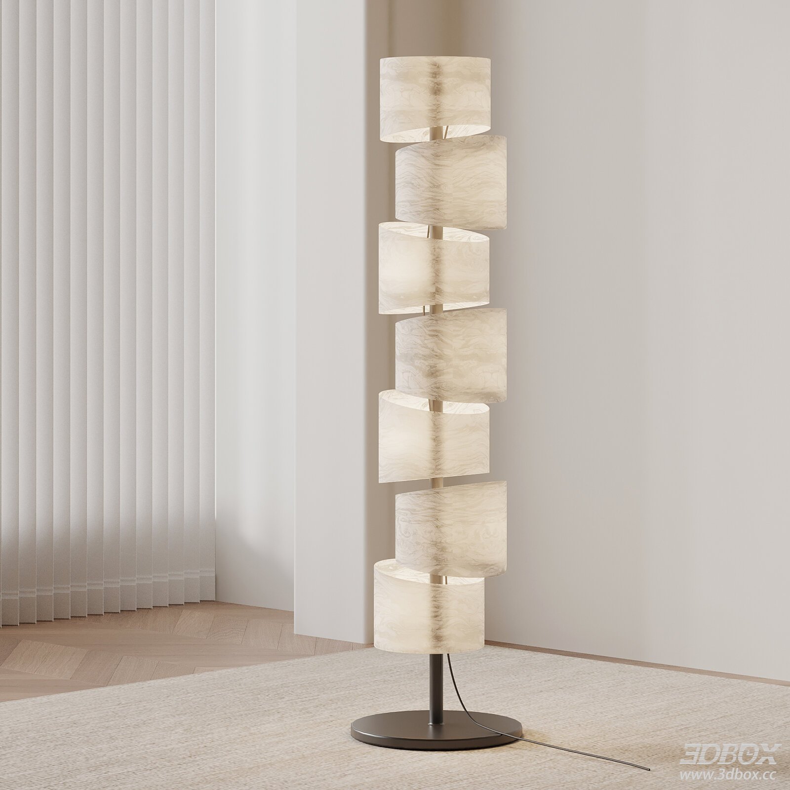 Modern Italian Style Alabaster Shade Floor Lamp 3D model - front view