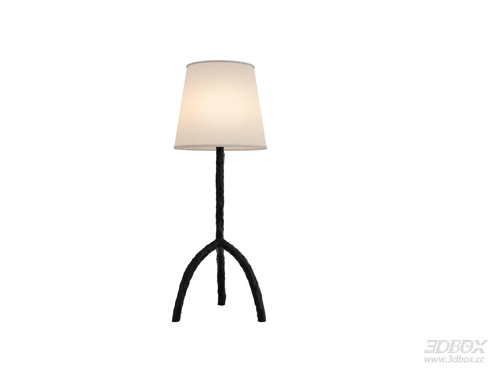 Modern Artistic Table Lamp with Fabric Shade Black Metal Base 3D model - front view
