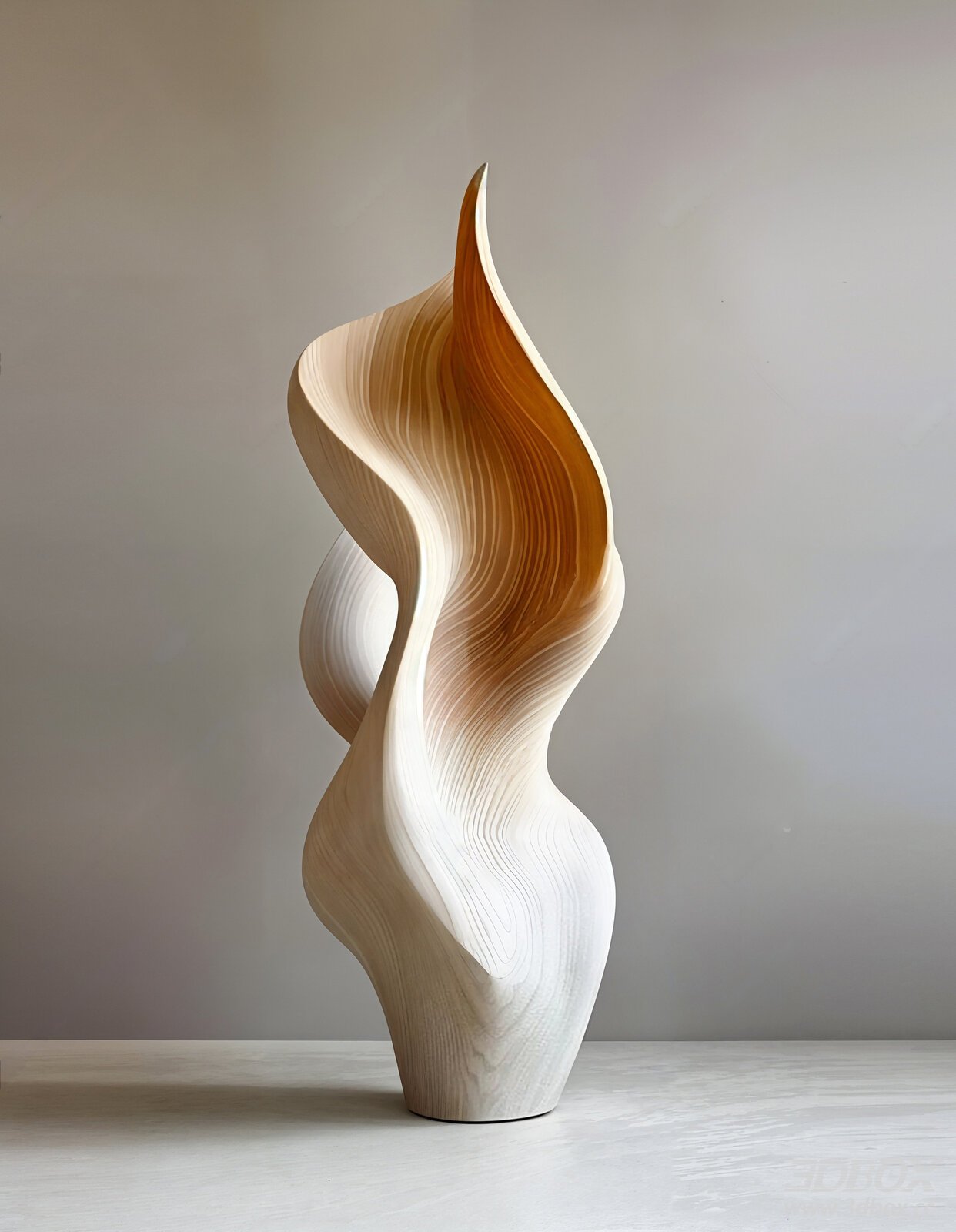 Abstract Twisted Wooden Modern Art Sculpture Decoration 3D model - front view