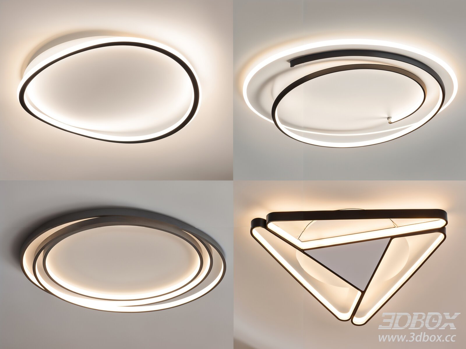 Modern Minimalist LED Ceiling Lamp Set 3D model - thumbnail 1