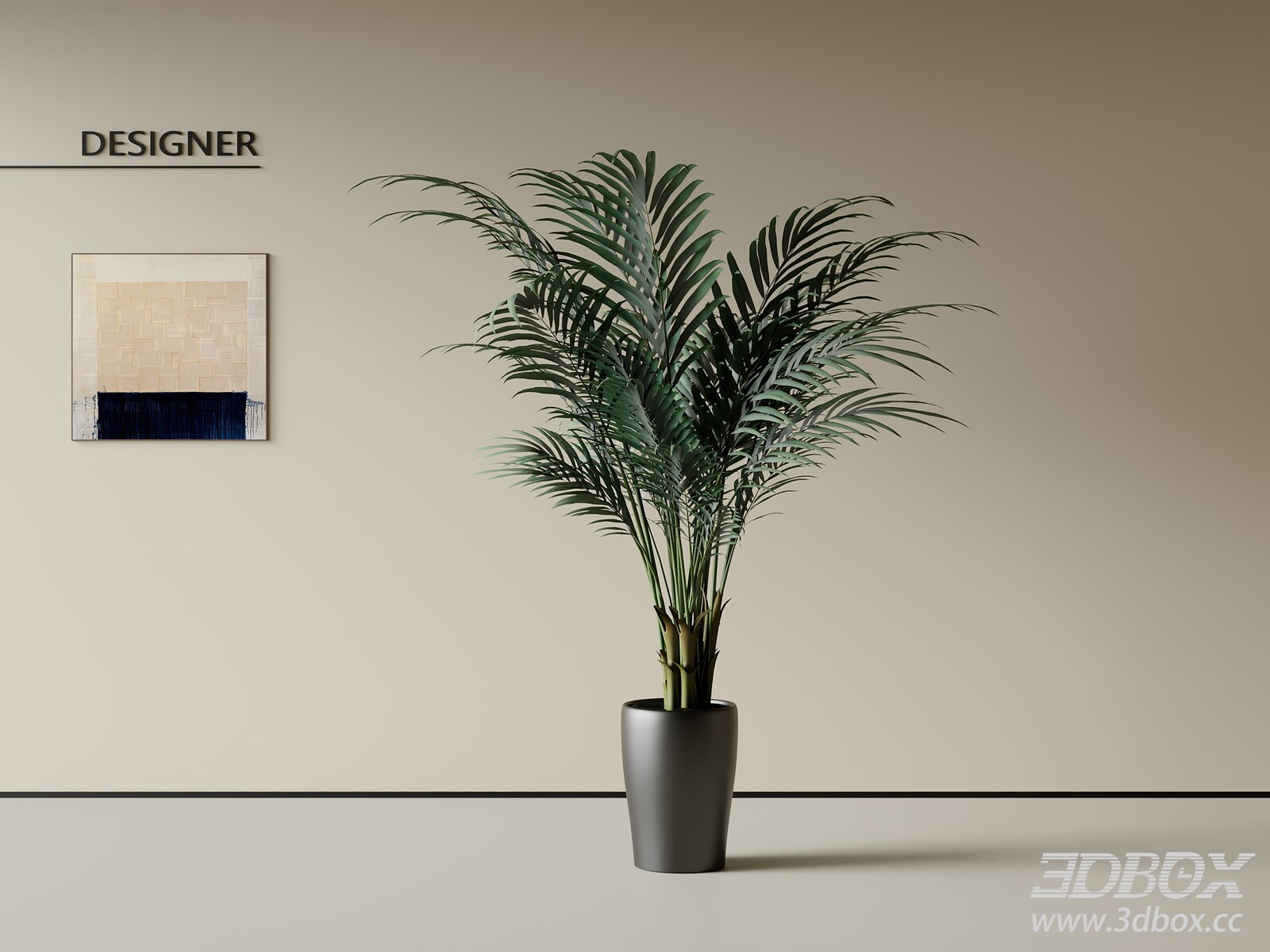 Modern Indoor Potted Palm Houseplant 3D model - thumbnail 1