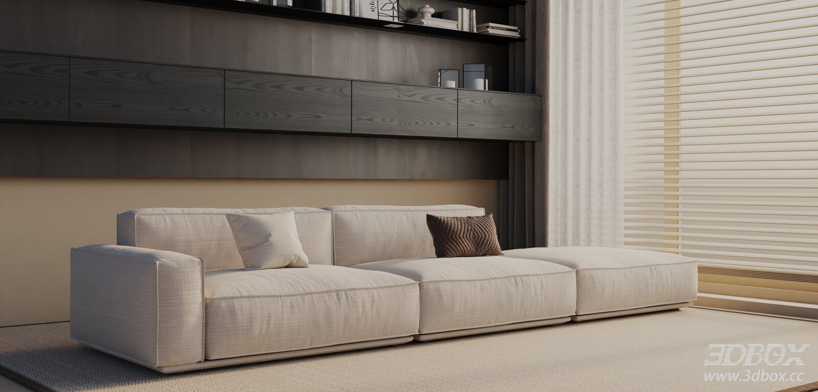 Modern Modular Fabric Sofa Set 3D model - front view