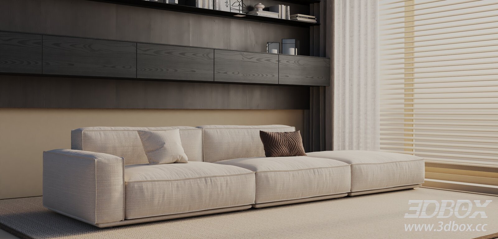 Modern Modular Fabric Sofa Set 3D model - thumbnail 1