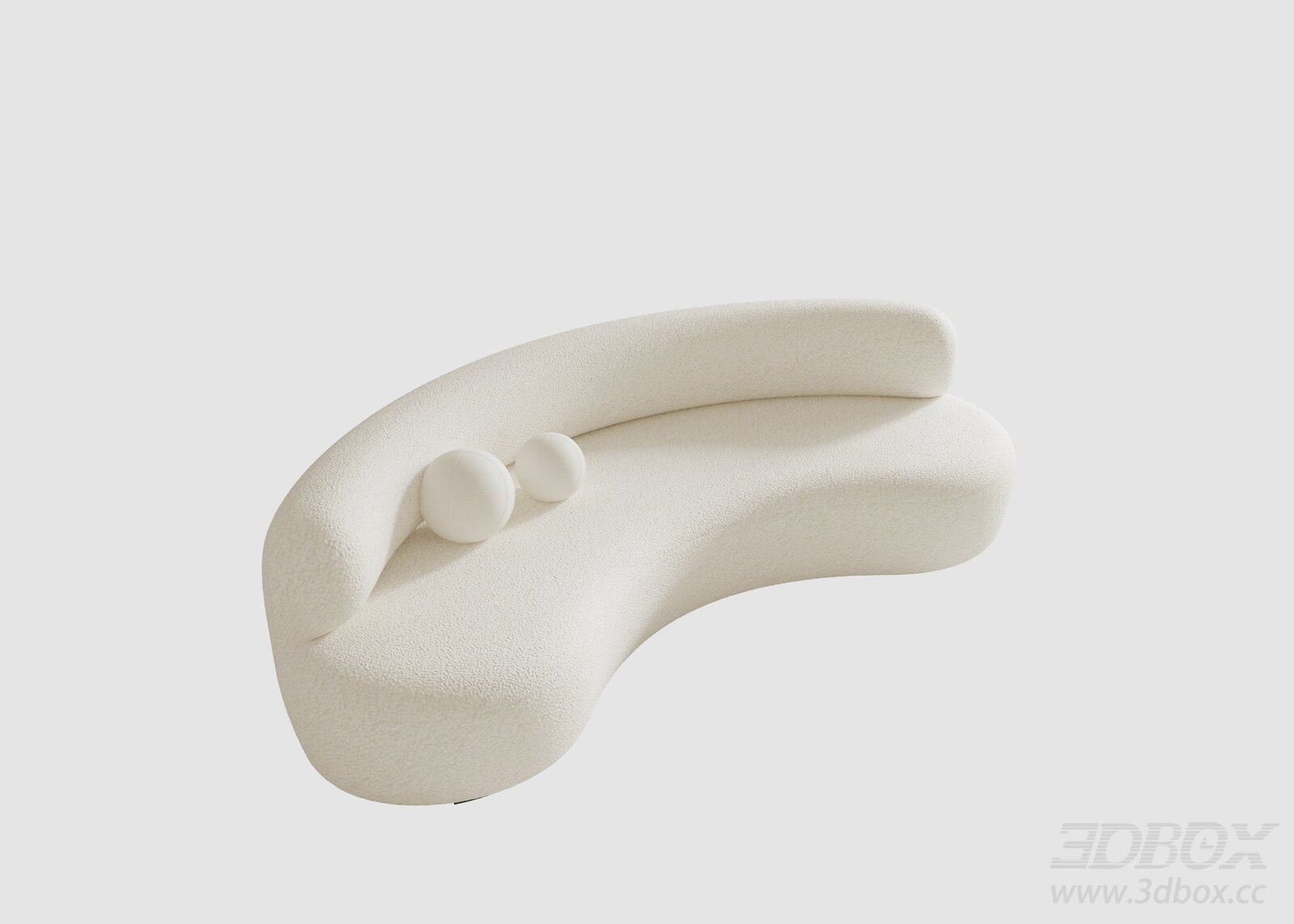 Modern Curved White Boucle Sofa 3D model - thumbnail 1