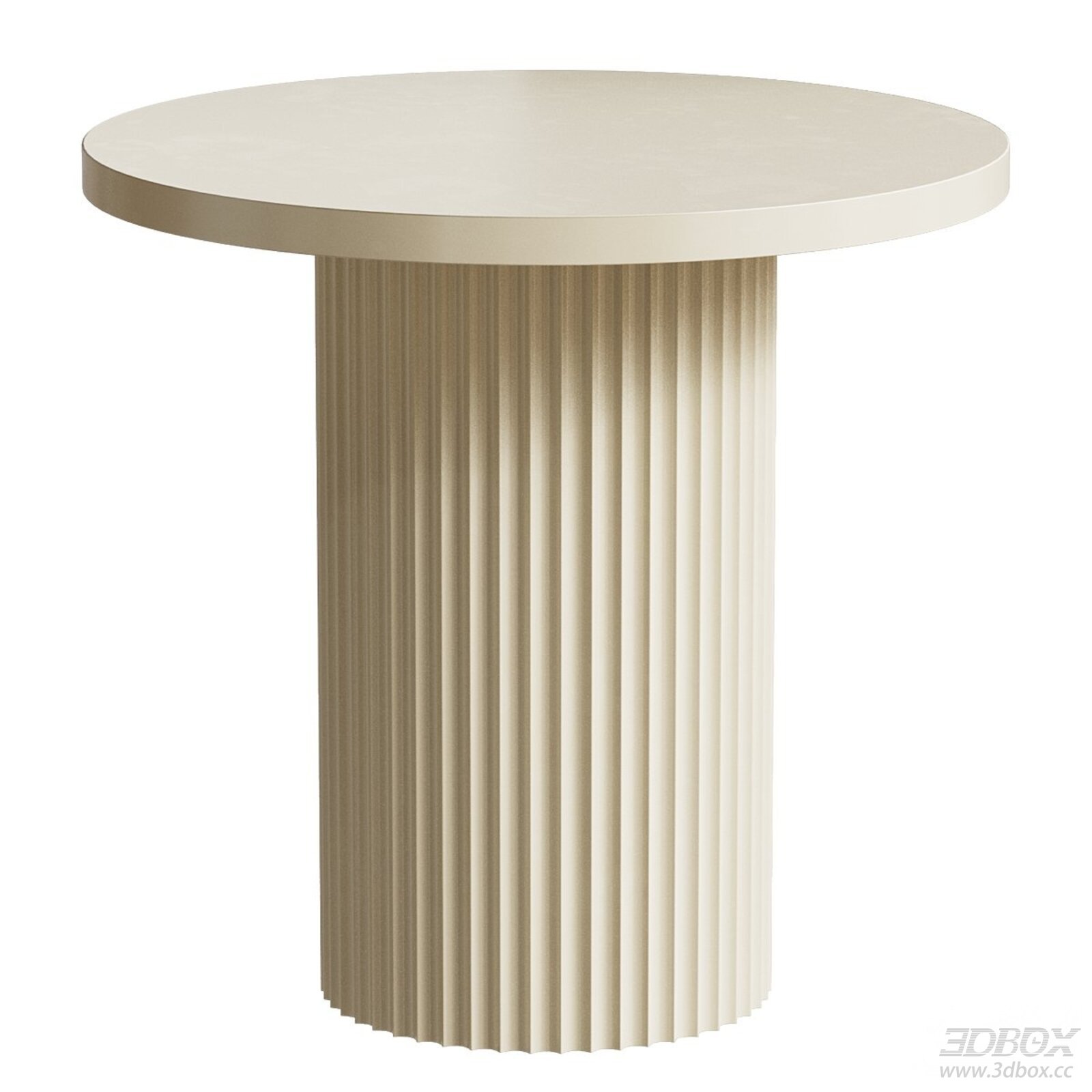 Modern Fluted Round Side Table Cream Finish 3D model - front view