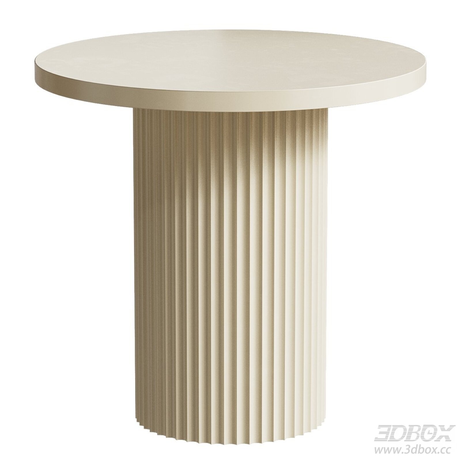 Modern Fluted Round Side Table Cream Finish 3D model - thumbnail 1