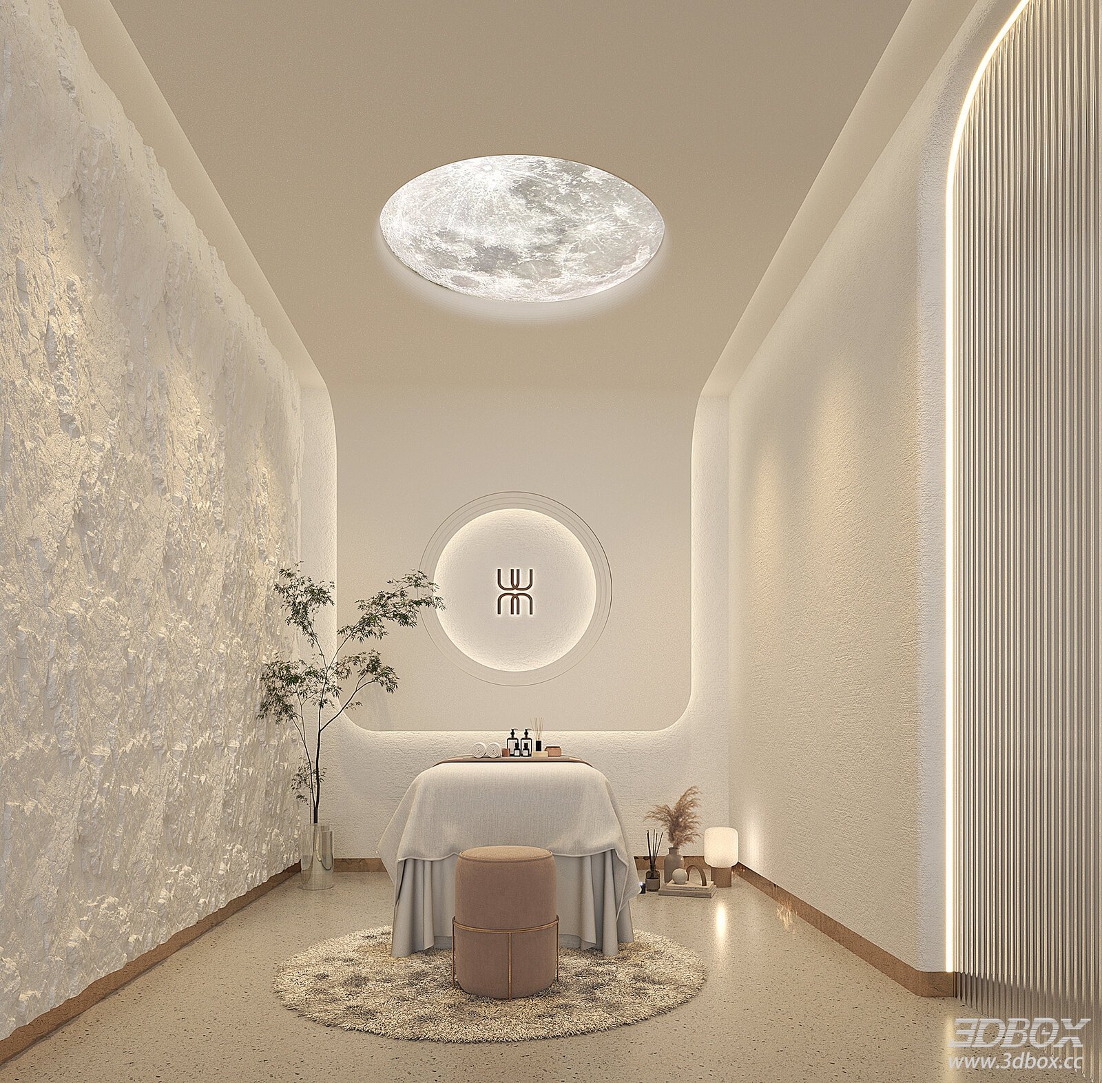 Modern Minimalist Beauty Salon Spa Treatment Room 3D model - front view