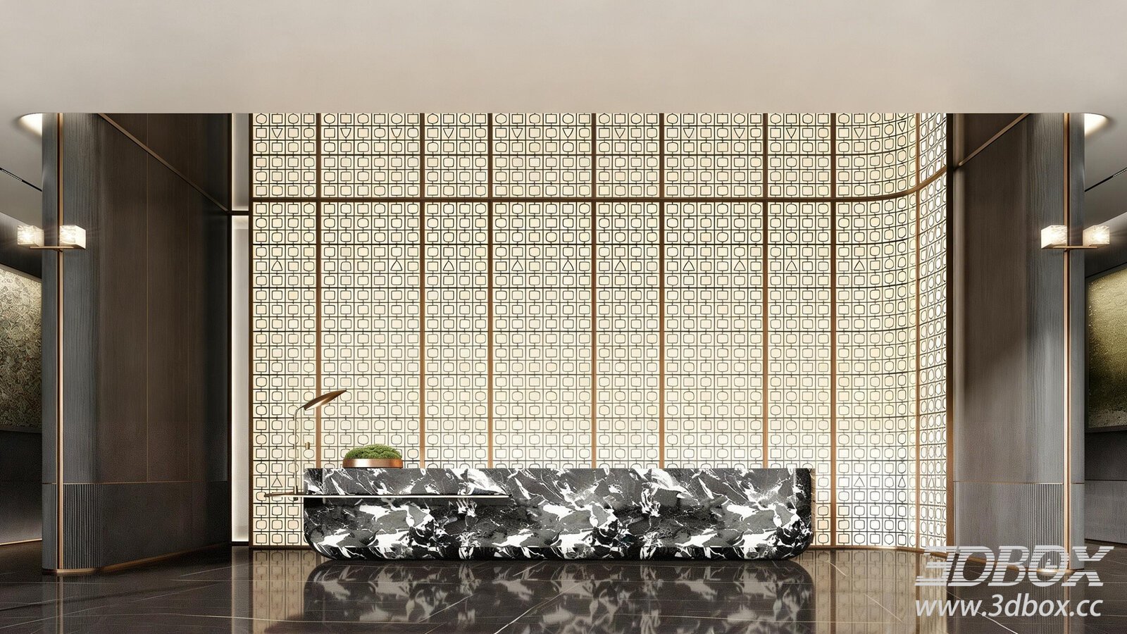 Modern Luxury Sales Office Reception Lobby 3D model - thumbnail 1