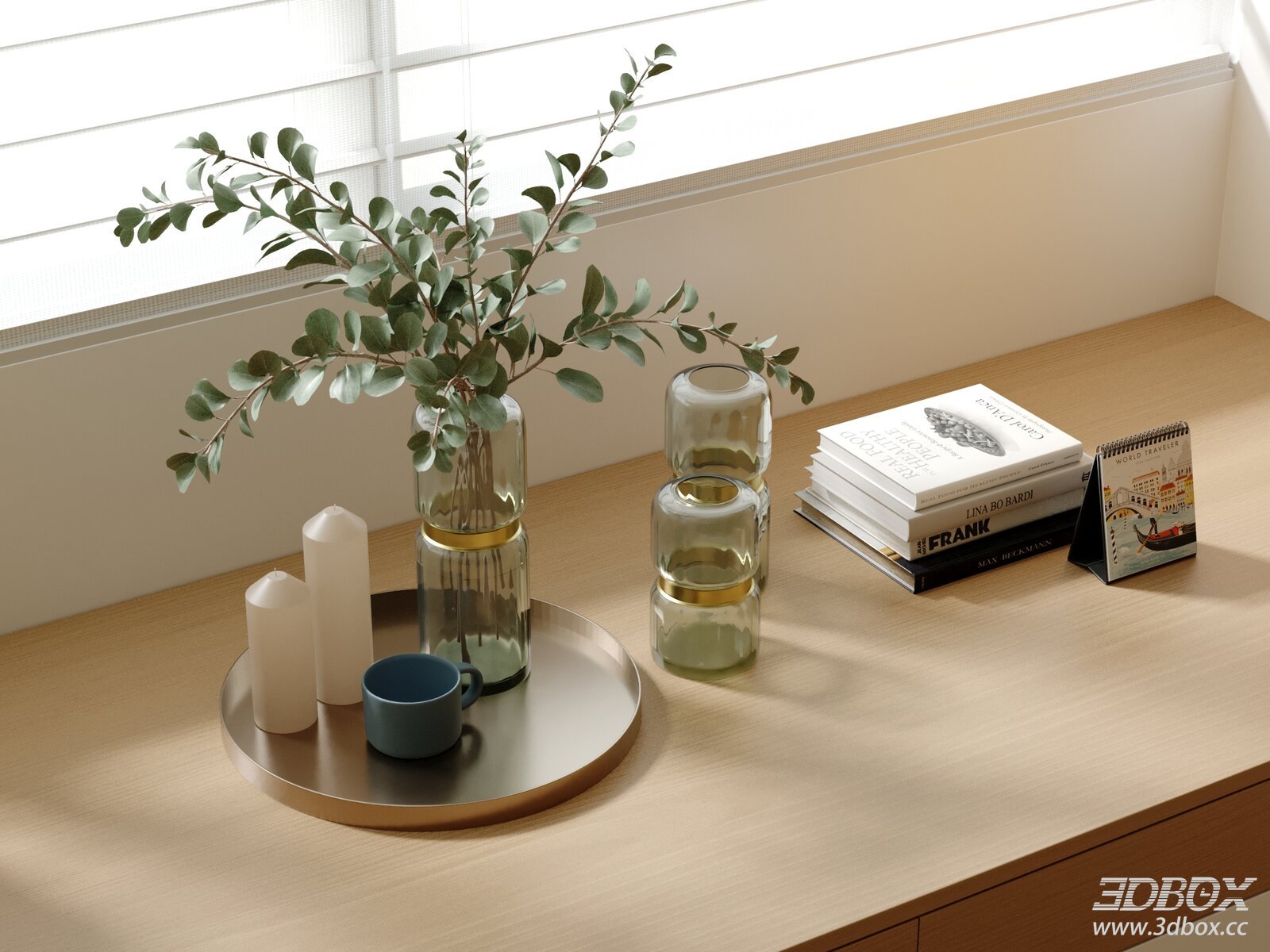 Modern Minimalist Desktop Decor Set 3D model - front view