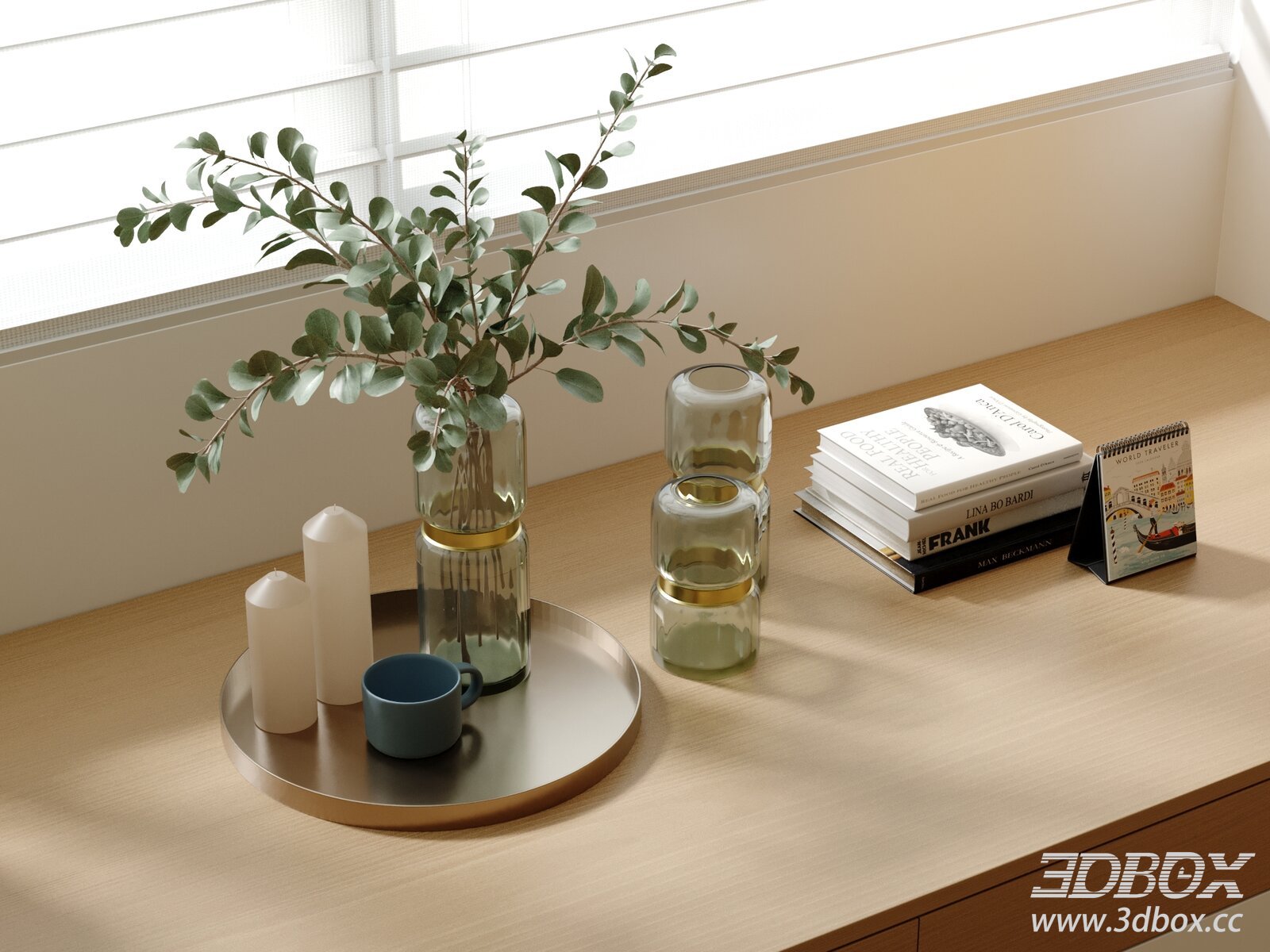 Modern Minimalist Desktop Decor Set 3D model - thumbnail 1