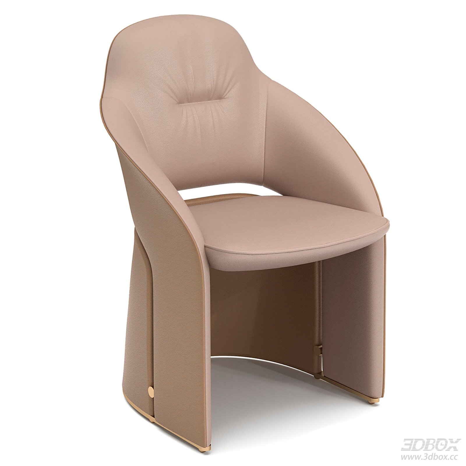 Modern Minimalist Leather Upholstered Armchair 3D model - front view