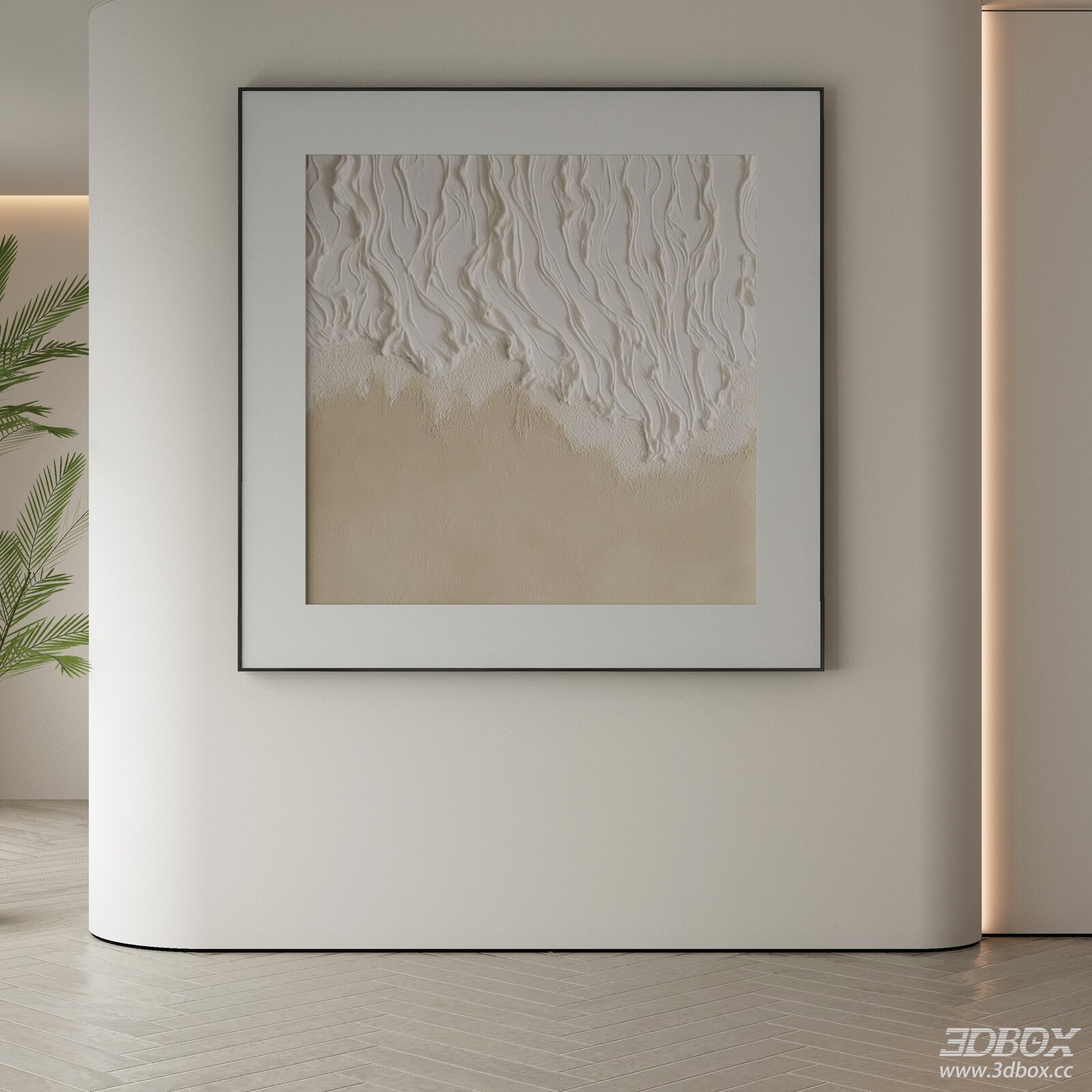Modern Textured Neutral Tone Wall Art Frame 3D model - front view