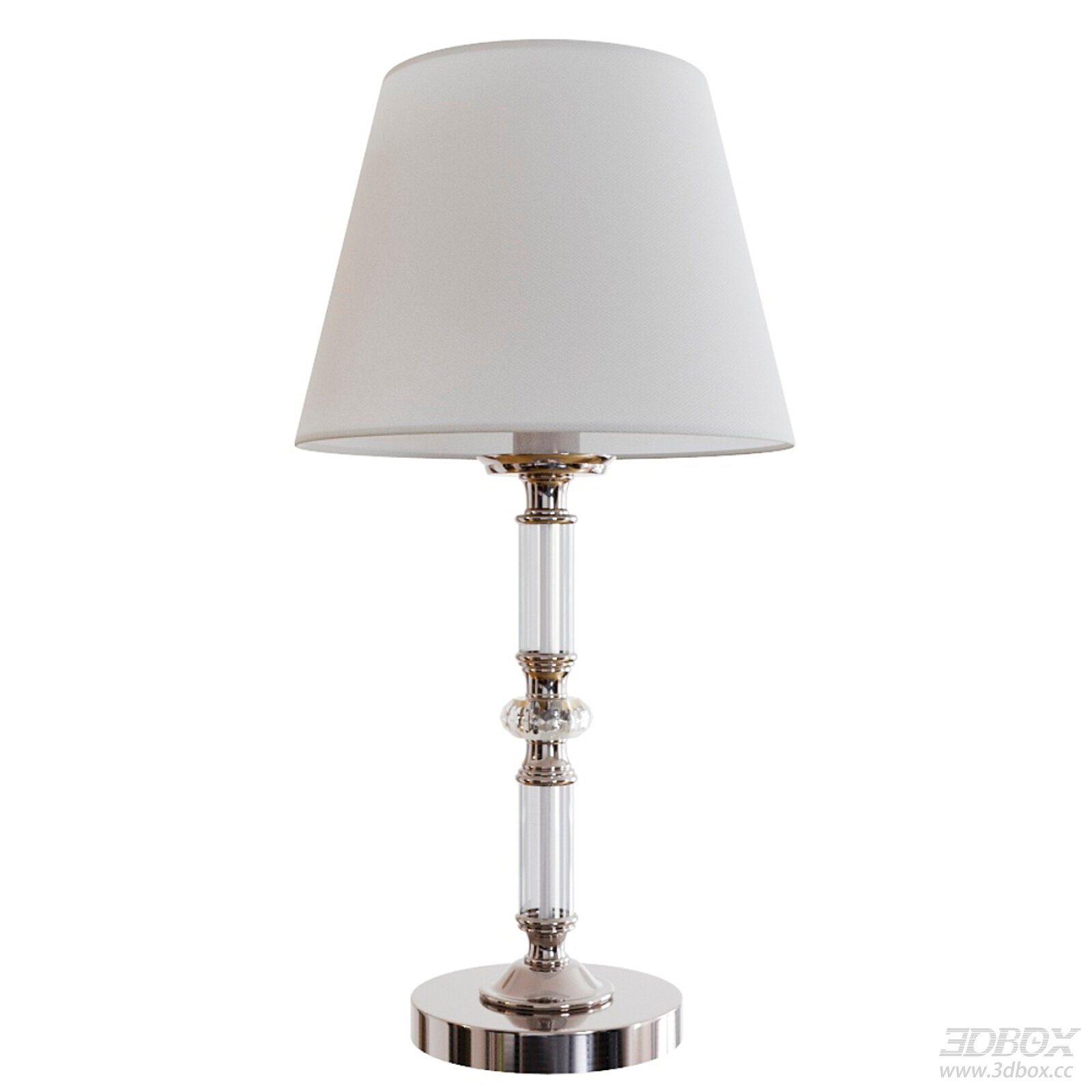 Modern Luxury Table Lamp with Fabric Shade and Glass Metal Base 3D model - front view