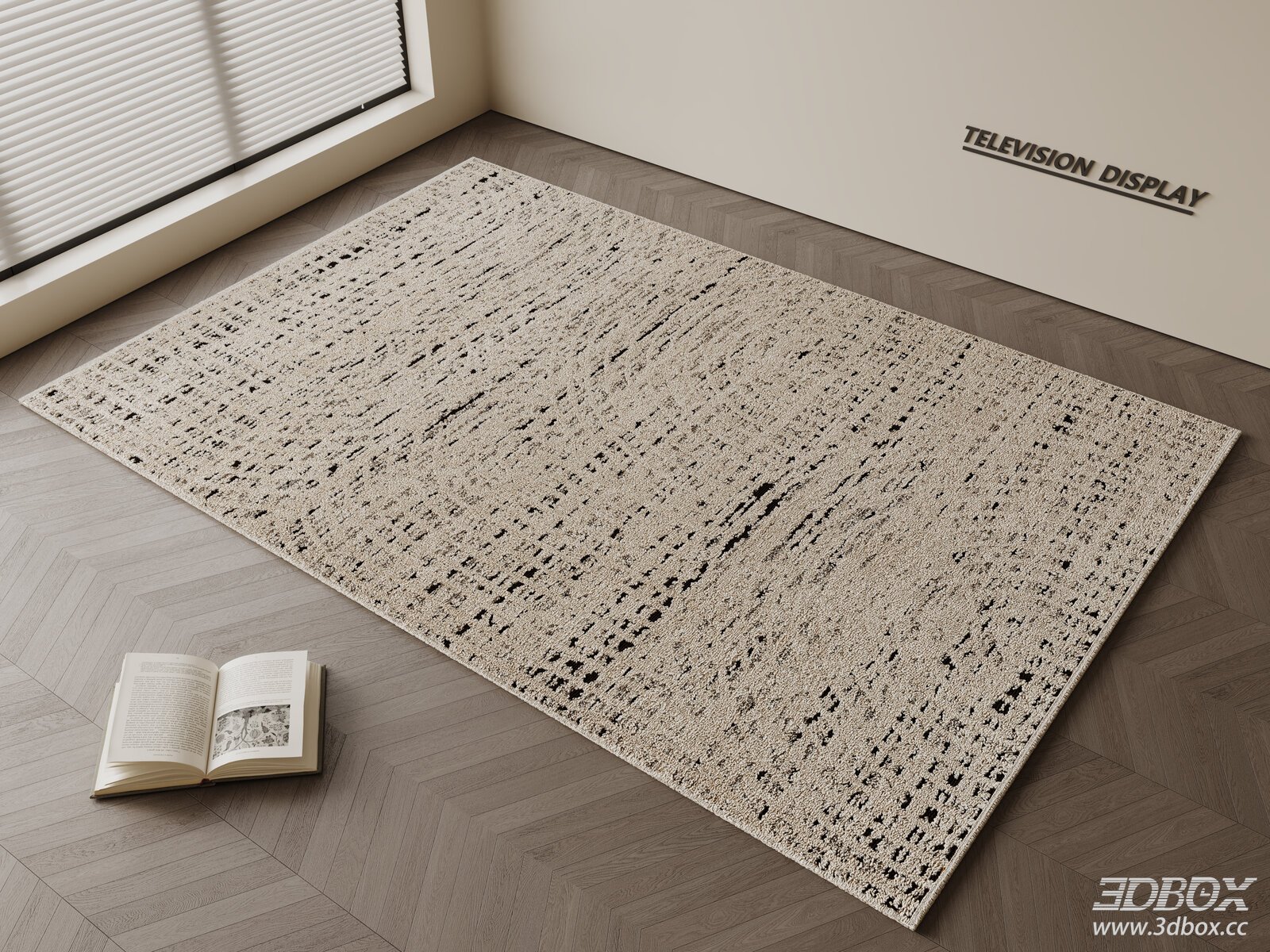 Modern Minimalist Cream Style Square Living Room Carpet 3D model - front view