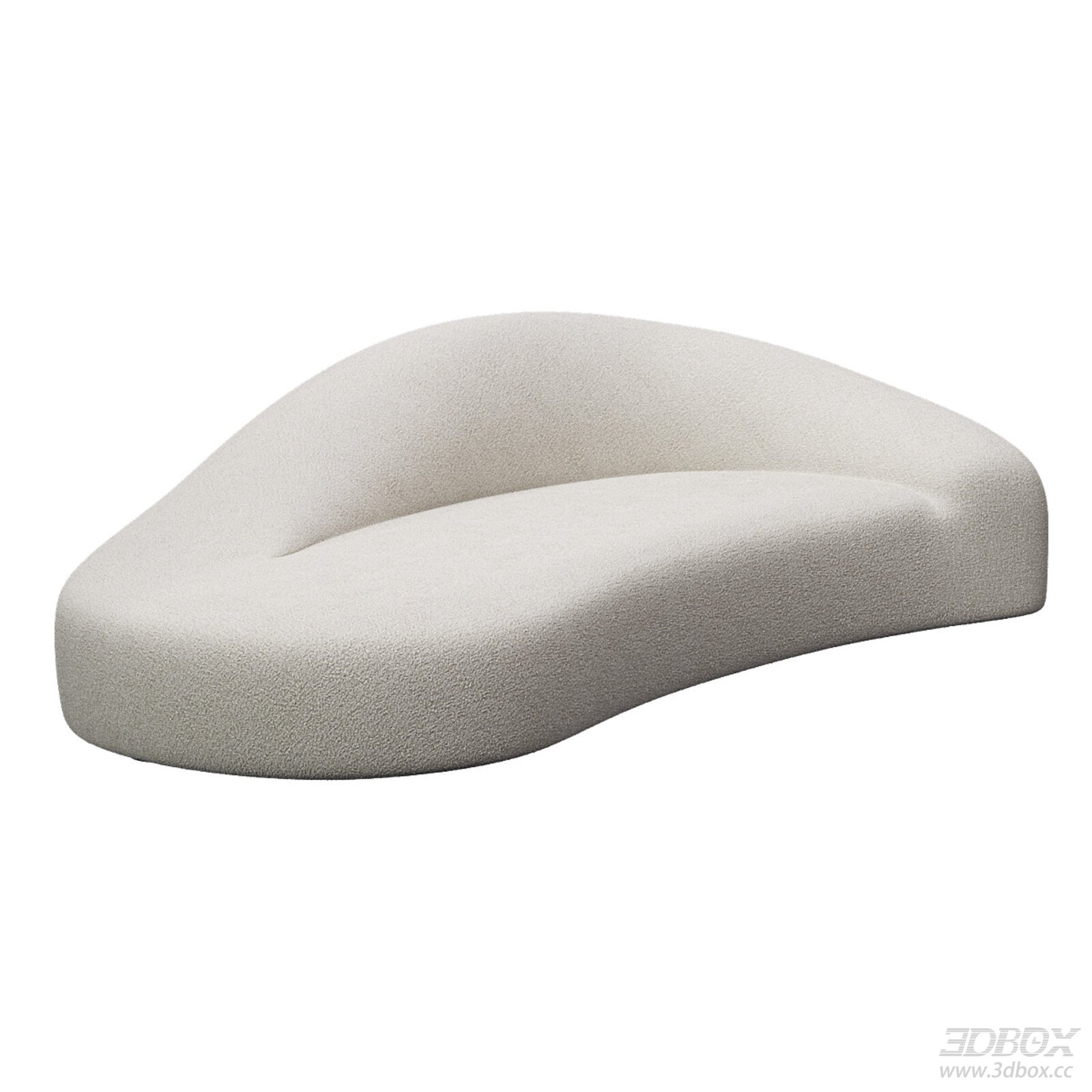 Modern Minimalist Curved Boucle Fabric Sofa 3D model - front view