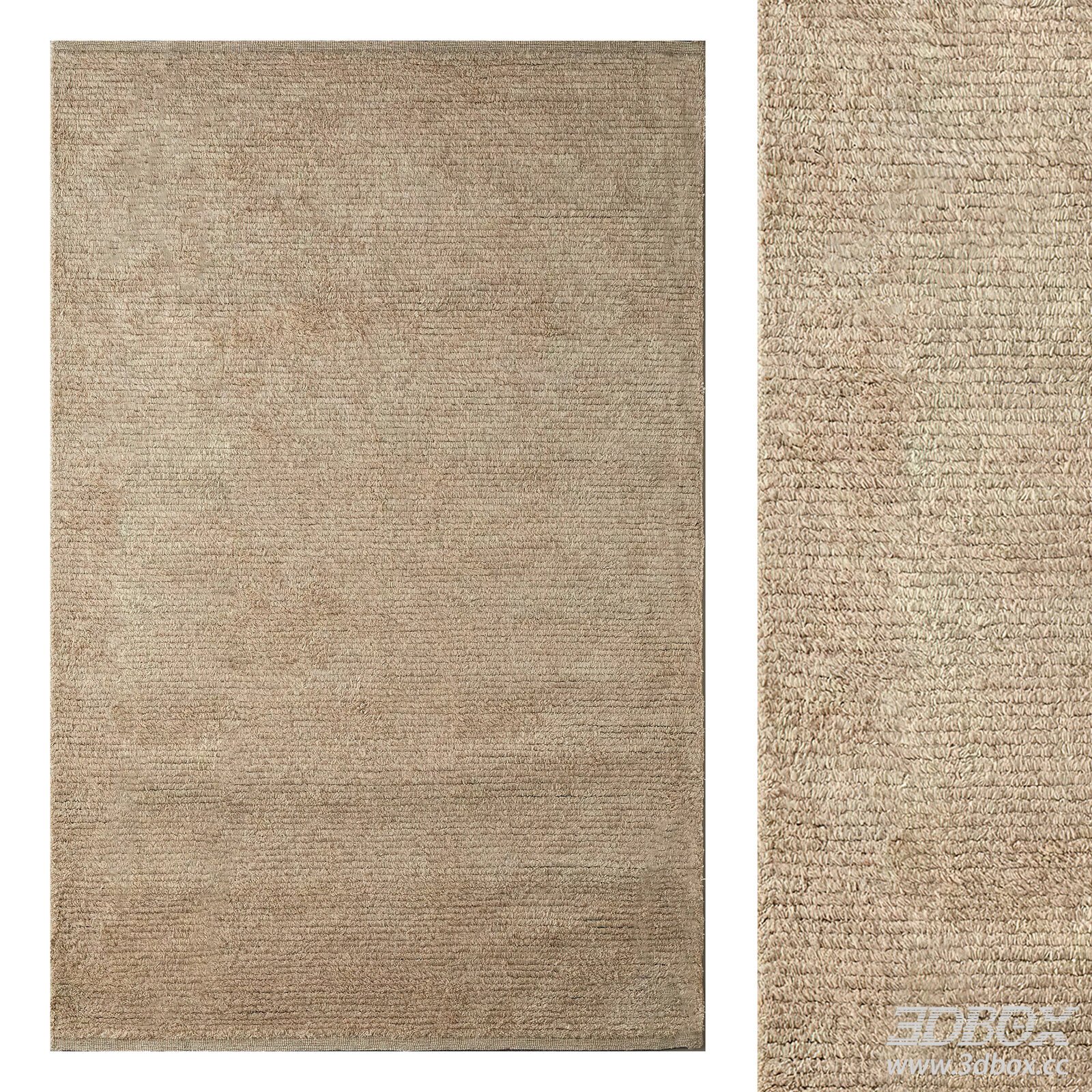 Modern Beige Plush Carpet 3D model - thumbnail 1