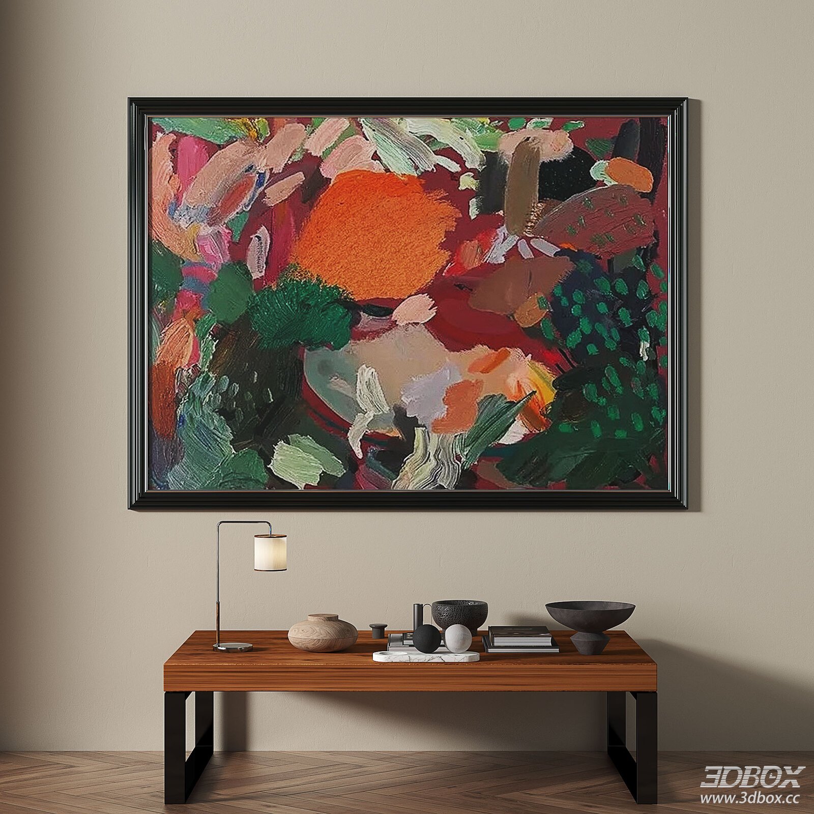 French Retro Luxury Abstract Decorative Wall Art Frame 3D model - front view