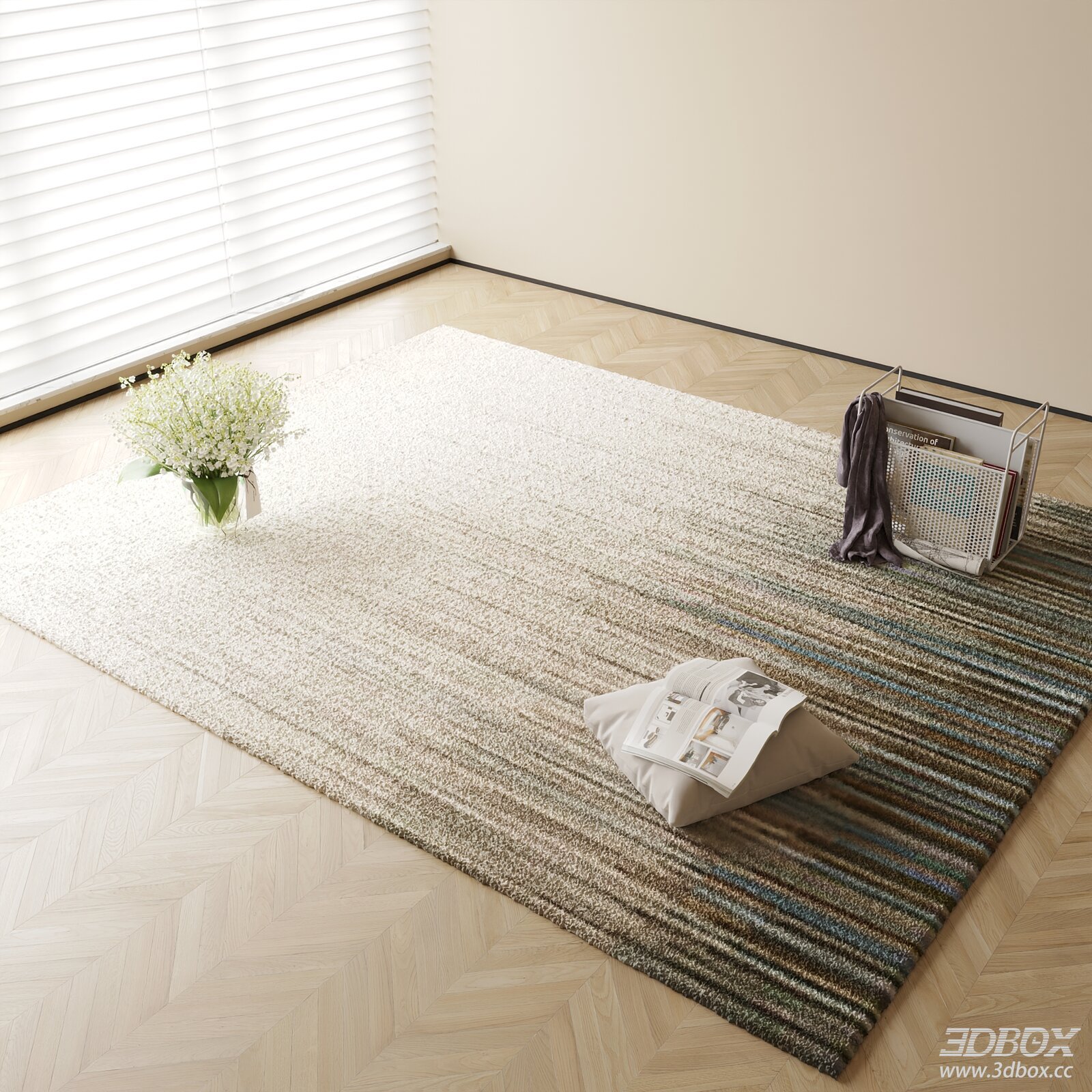 Modern Gradient Shaggy Carpet 3D model - front view