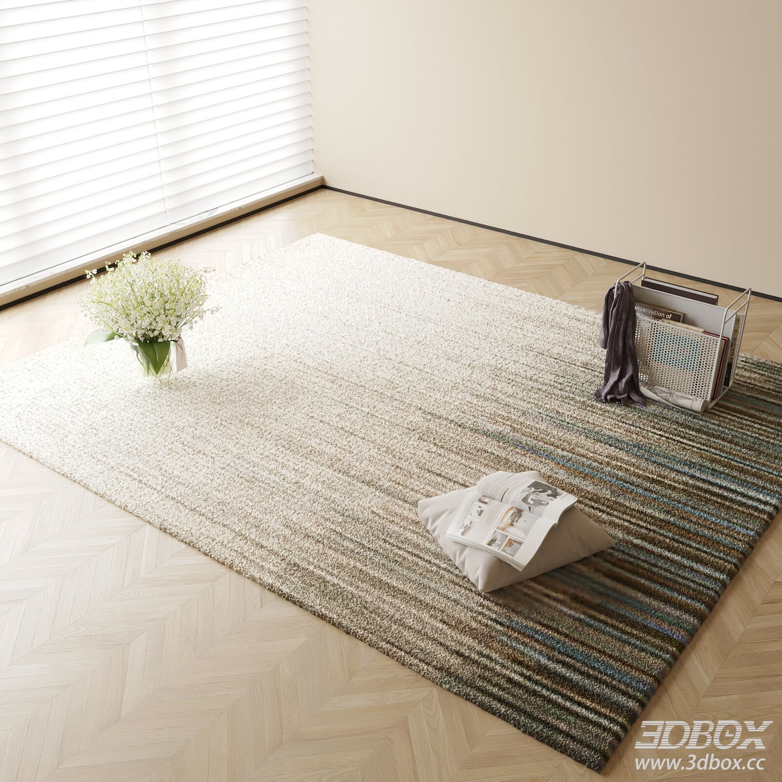 Modern Gradient Shaggy Carpet 3D model - thumbnail 1