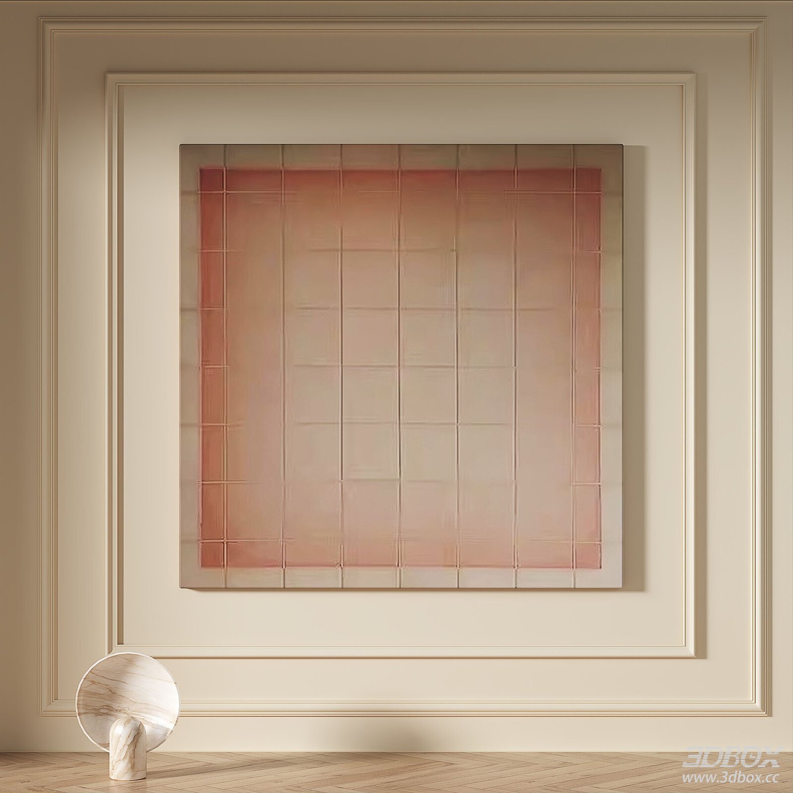 Modern Minimalist Abstract Square Wall Painting 3D model - front view